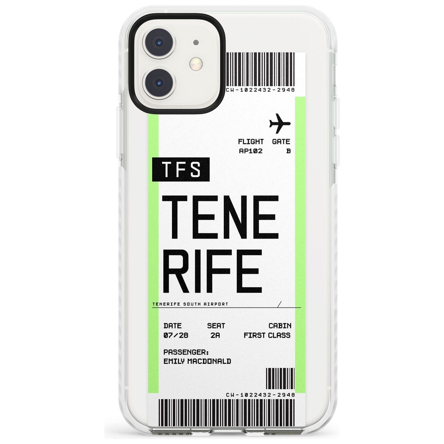 Tenerife Boarding Pass iPhone Case Impact Case Custom Phone Case - Case Warehouse