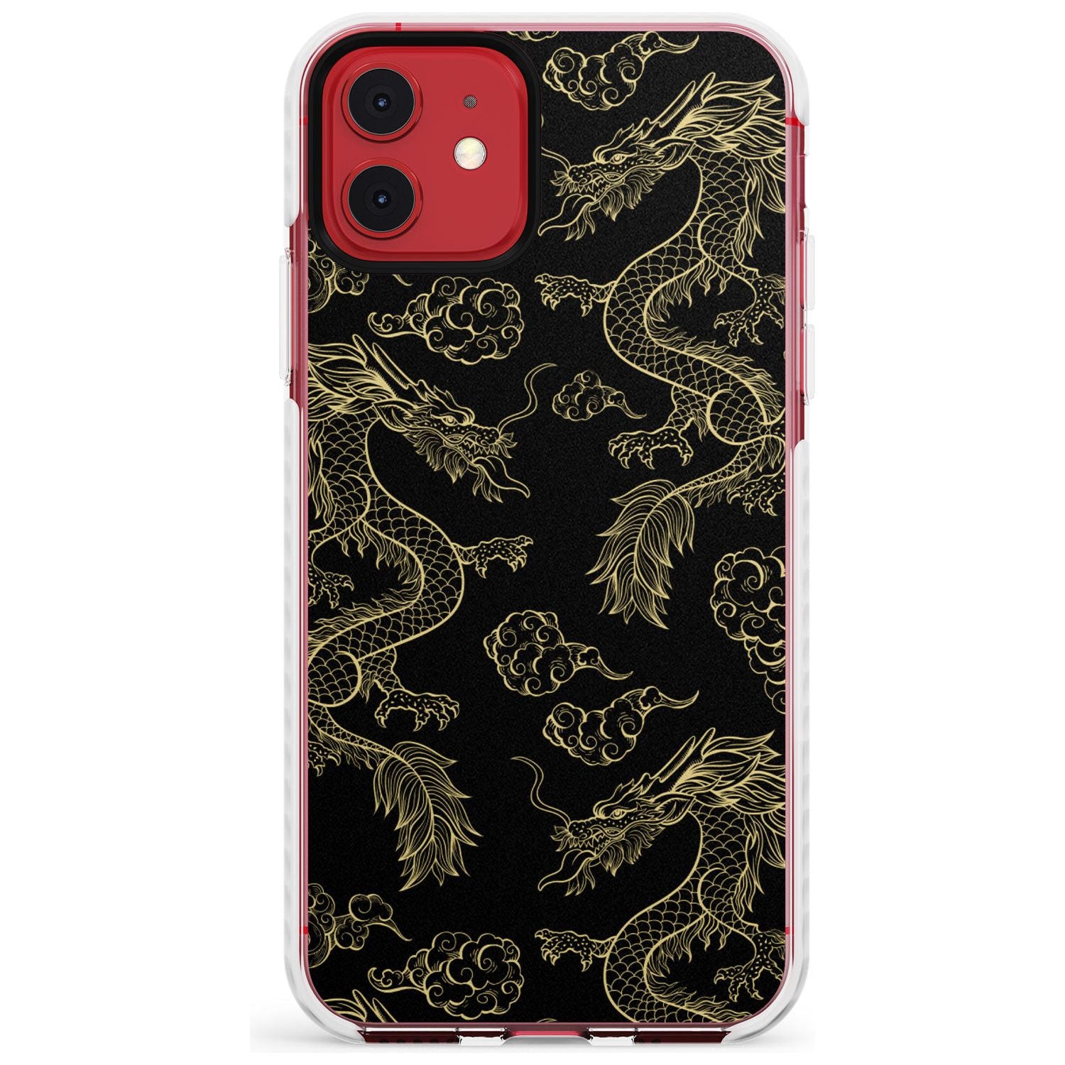 Black and Gold Dragon Pattern Impact Phone Case for iPhone 11