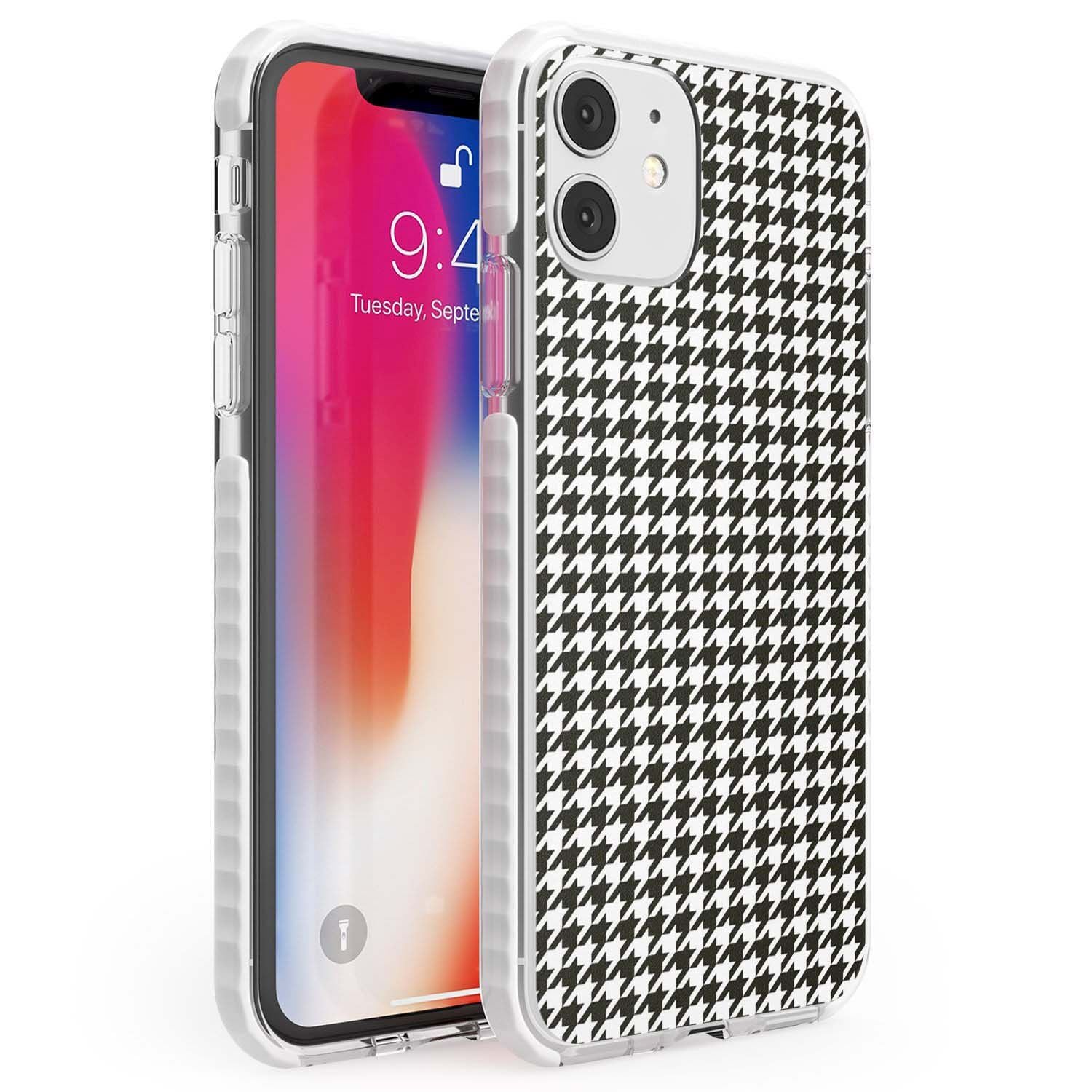 Chic Houndstooth Check Phone Case iPhone 11 / Impact Case,iPhone 12 / Impact Case,iPhone 12 Mini / Impact Case Blanc Space