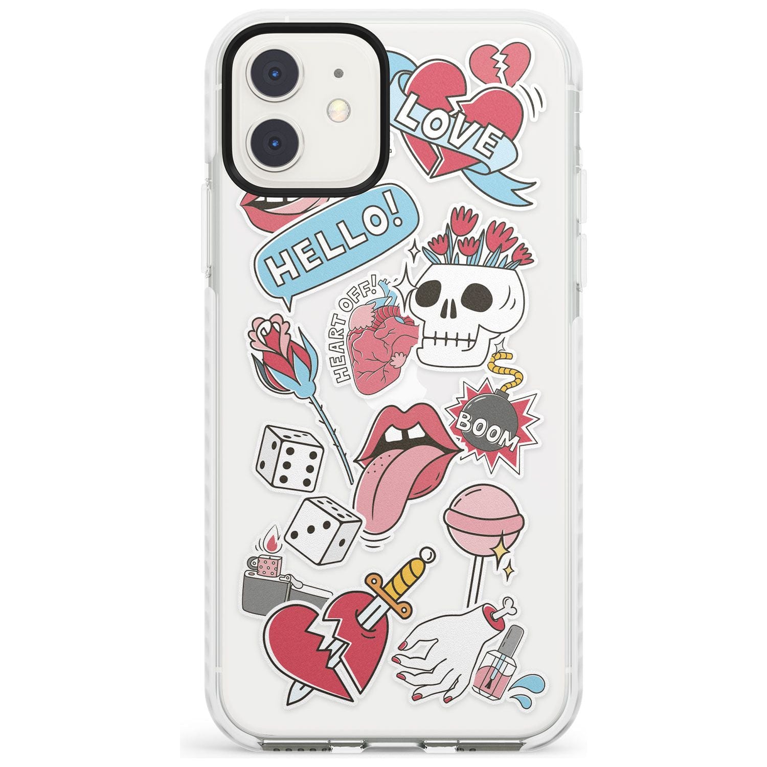 Skull & Flowers Sticker iPhone Case Impact Case Phone Case - Case Warehouse