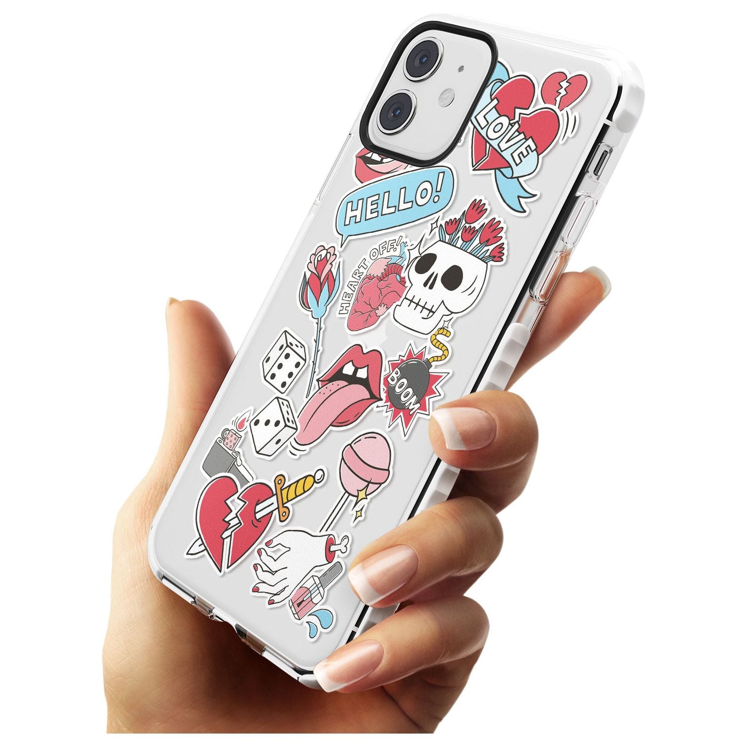 Skull & Flowers Sticker iPhone Case Phone Case - Case Warehouse