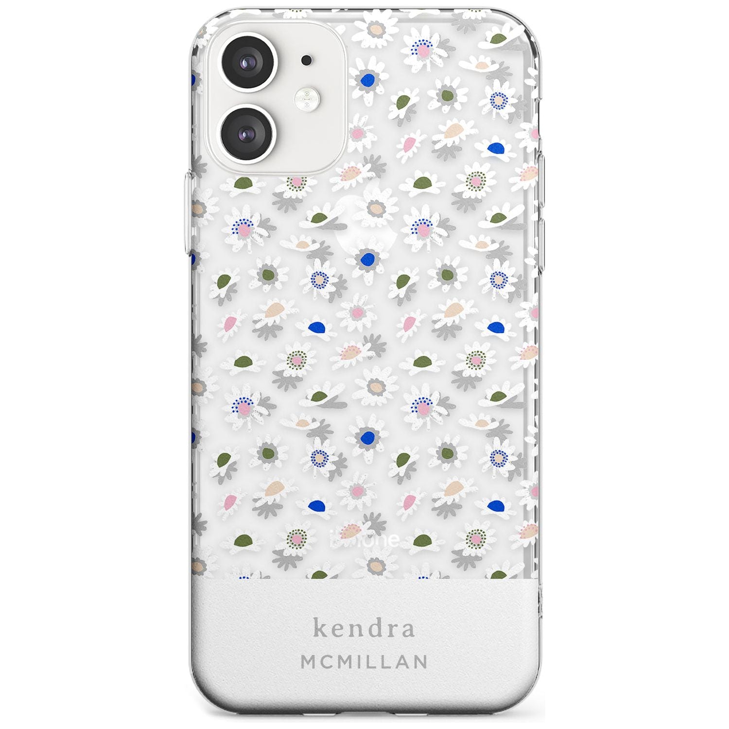 Grey & White Daisies Floral Design iPhone Case Slim Case Custom Phone Case - Case Warehouse
