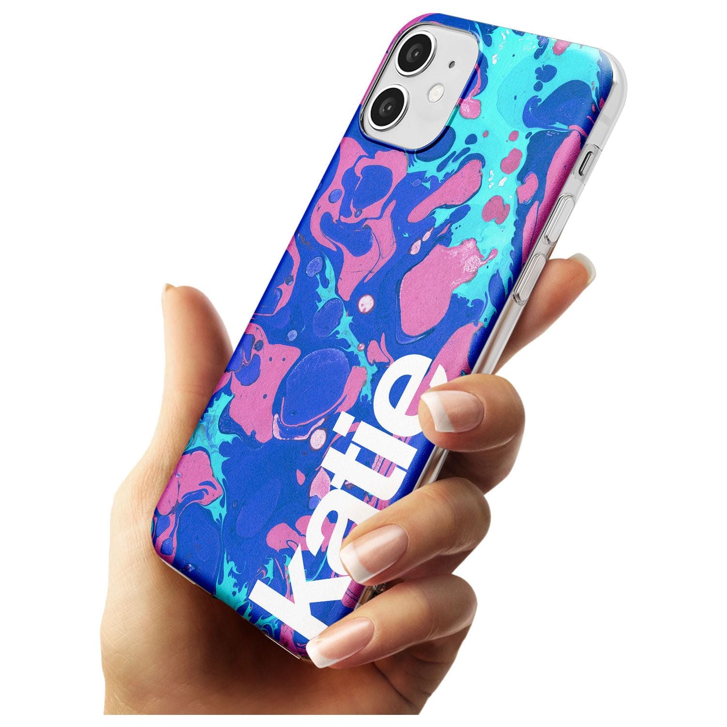 Navy, Turquoise + Purple - Marbled iPhone Case Custom Phone Case - Case Warehouse