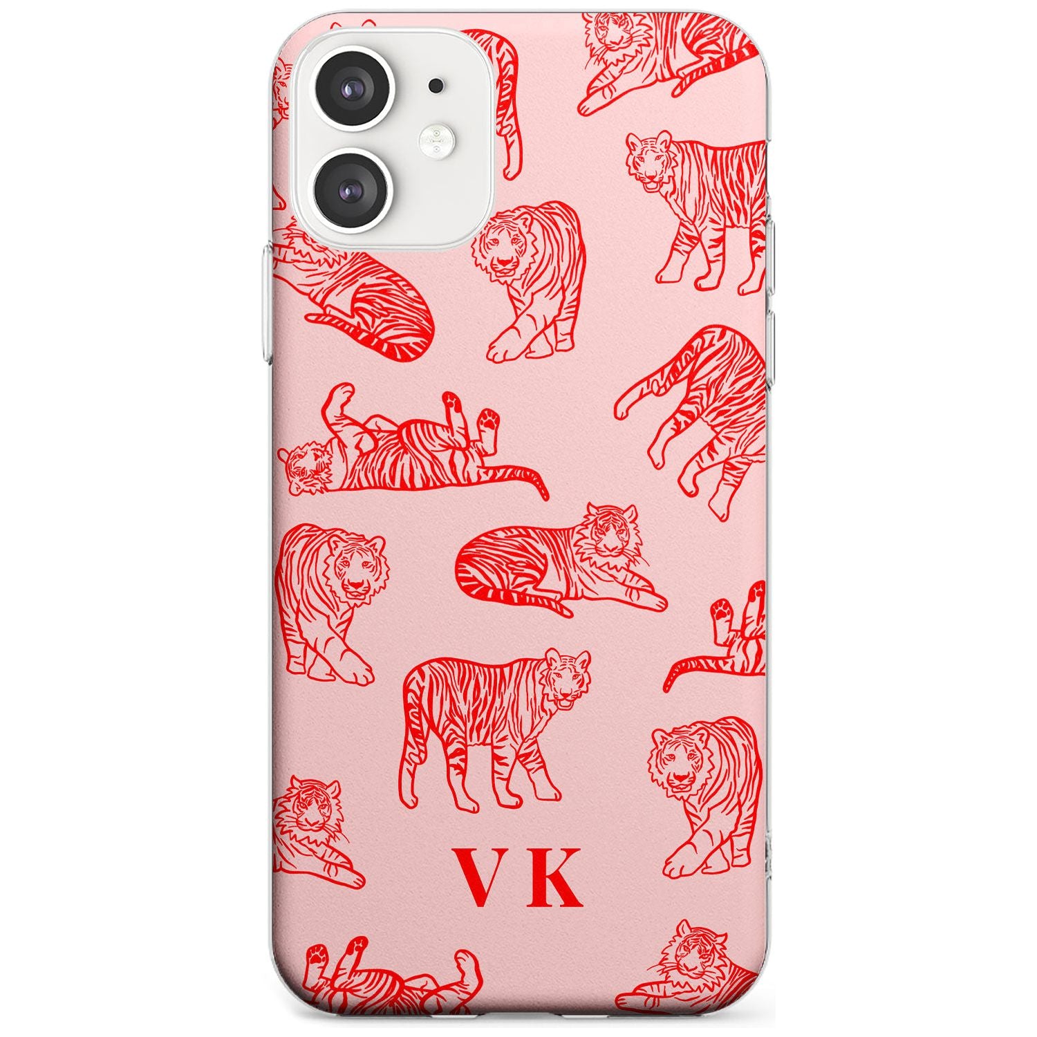 Red Tiger Outlines on Pink iPhone Case Slim Case Custom Phone Case - Case Warehouse