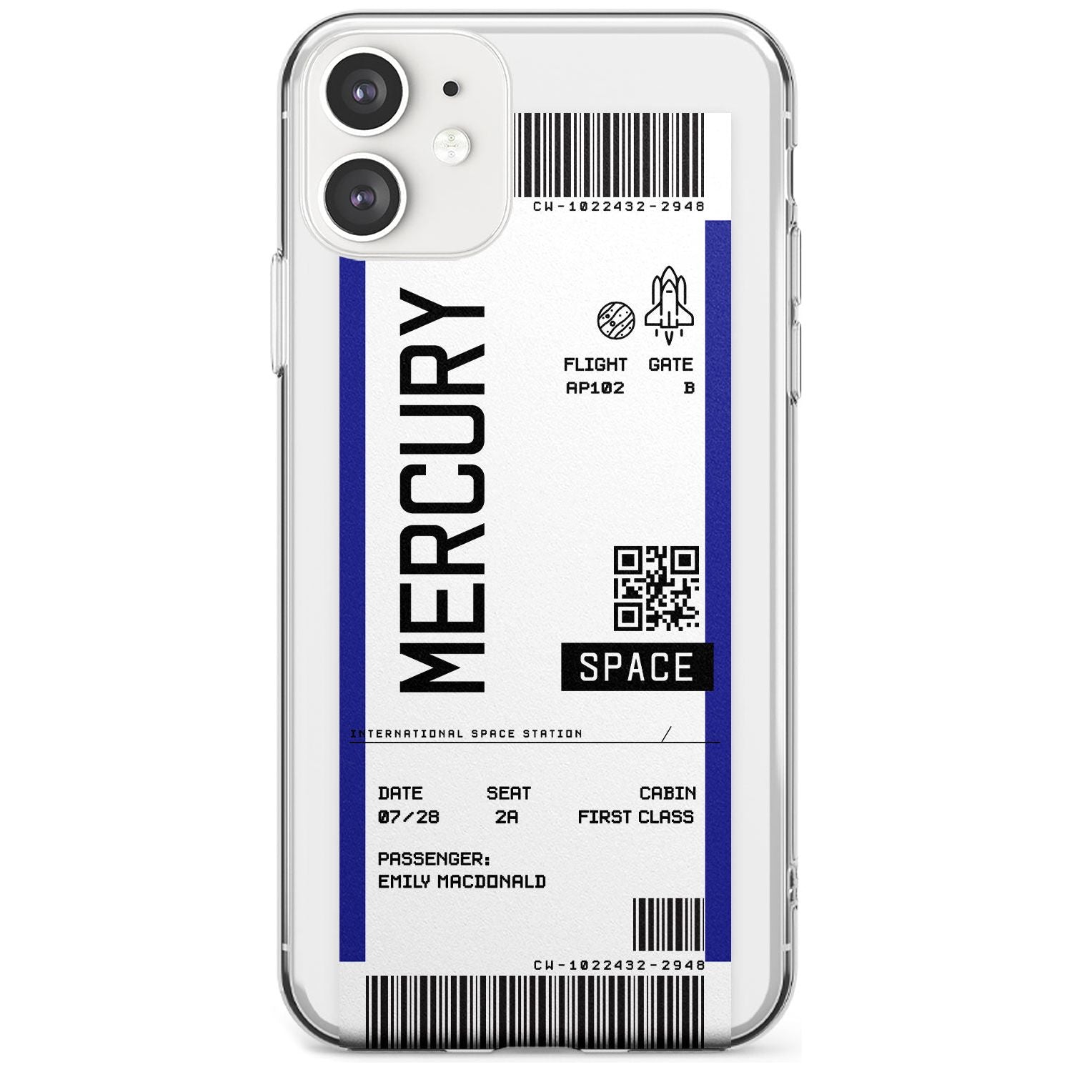 Mercury Custom Space Travel Ticket iPhone Case Slim Case Custom Phone Case - Case Warehouse