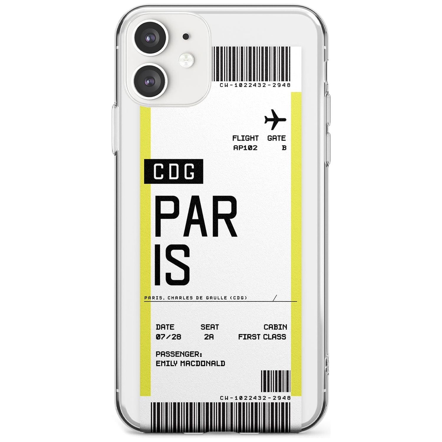 Paris Boarding Pass iPhone Case Slim Case Custom Phone Case - Case Warehouse