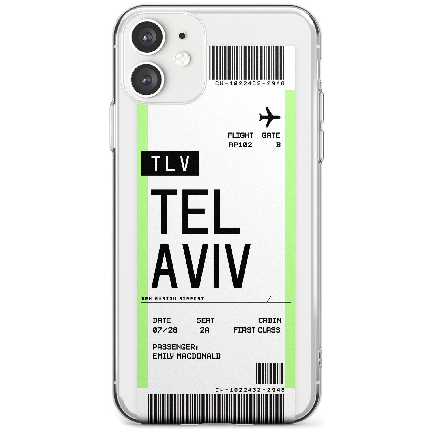 Tel Aviv Boarding Pass iPhone Case Slim Case Custom Phone Case - Case Warehouse