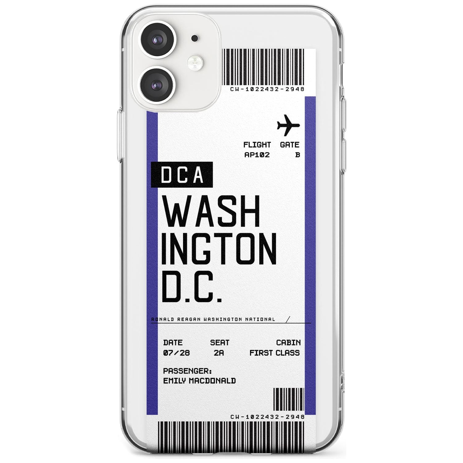 Washington D.C. Boarding Pass iPhone Case Slim Case Custom Phone Case - Case Warehouse