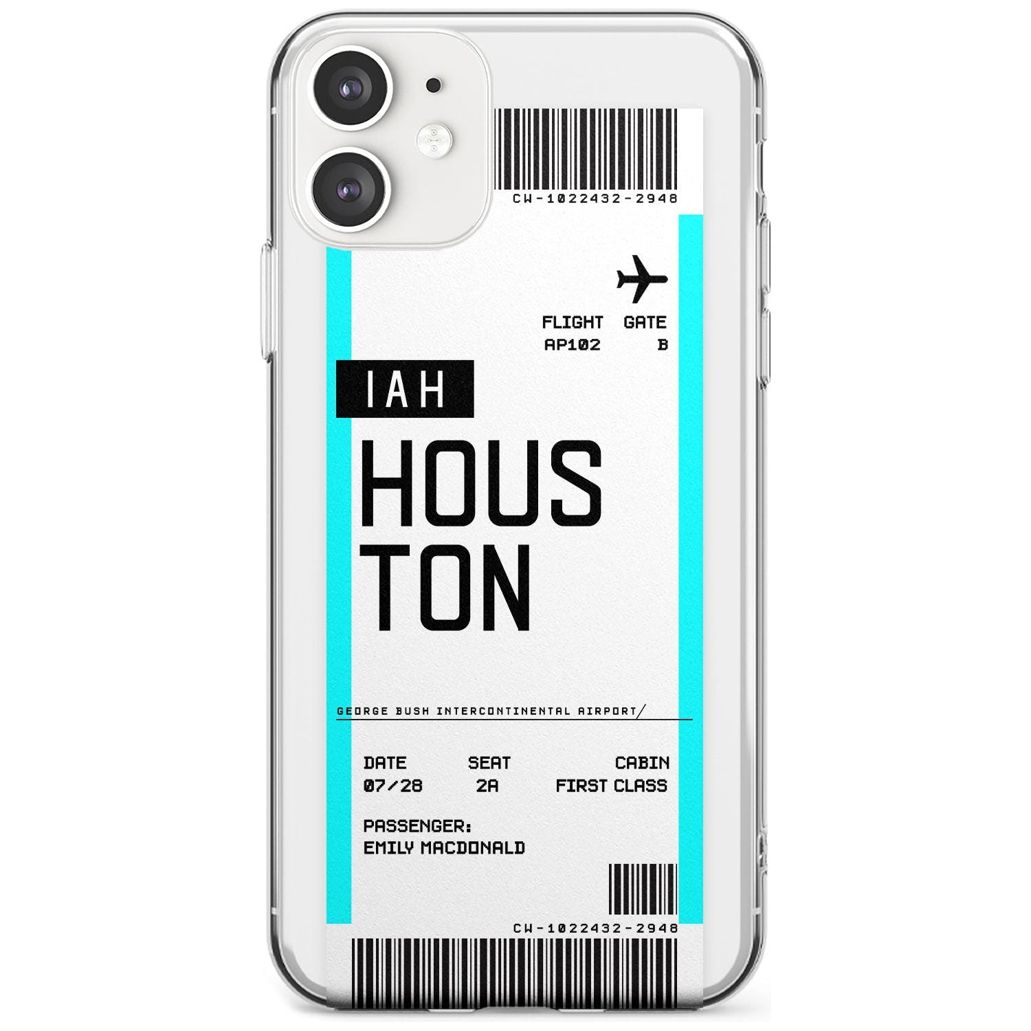 Houston Boarding Pass iPhone Case Slim Case Custom Phone Case - Case Warehouse