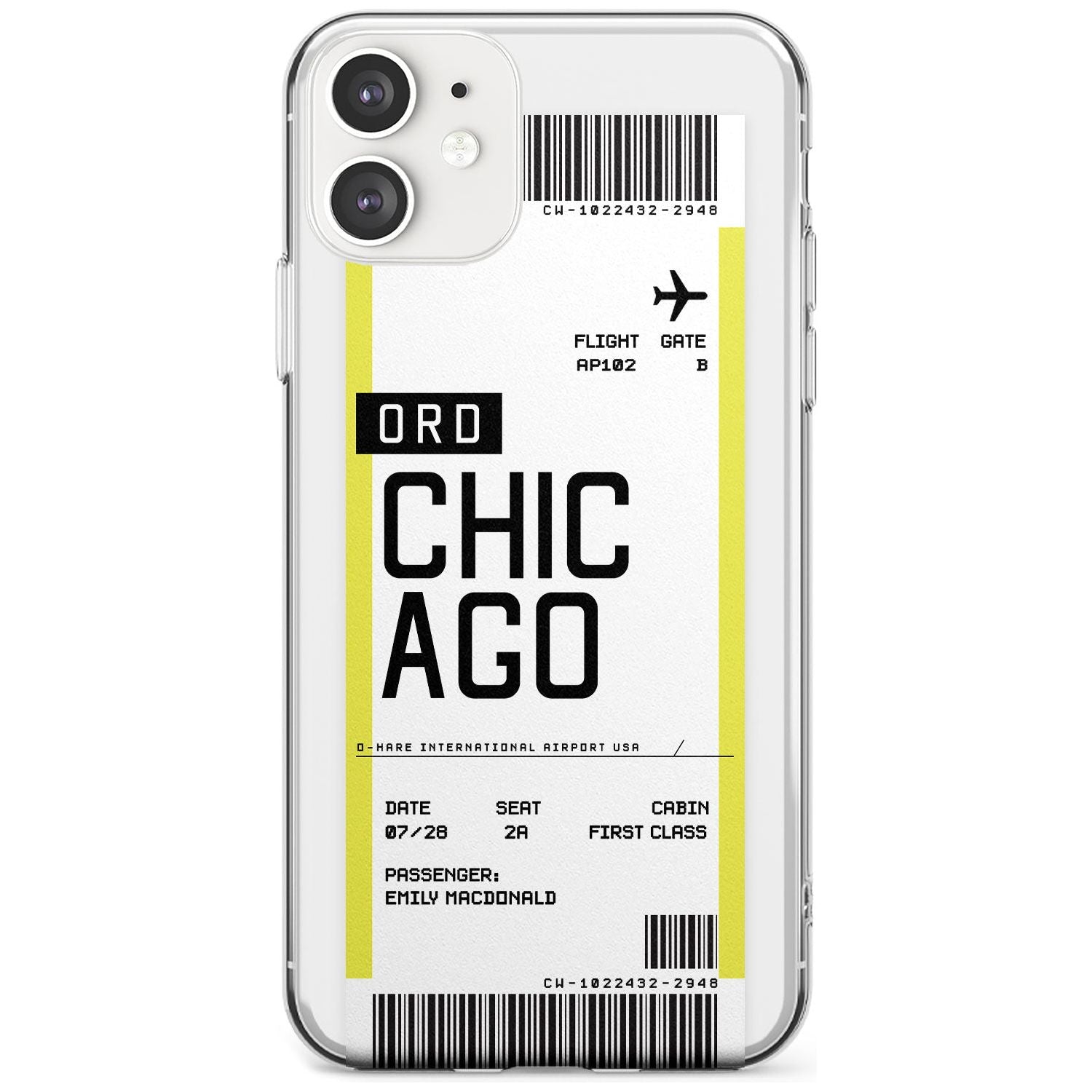 Chicago Boarding Pass iPhone Case Slim Case Custom Phone Case - Case Warehouse