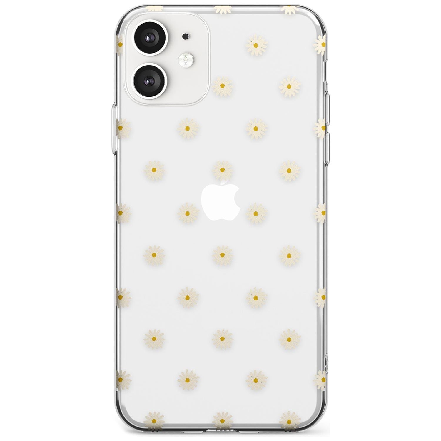 Daisy Pattern - Clear Cute Floral Design Black Impact Phone Case for iPhone 11