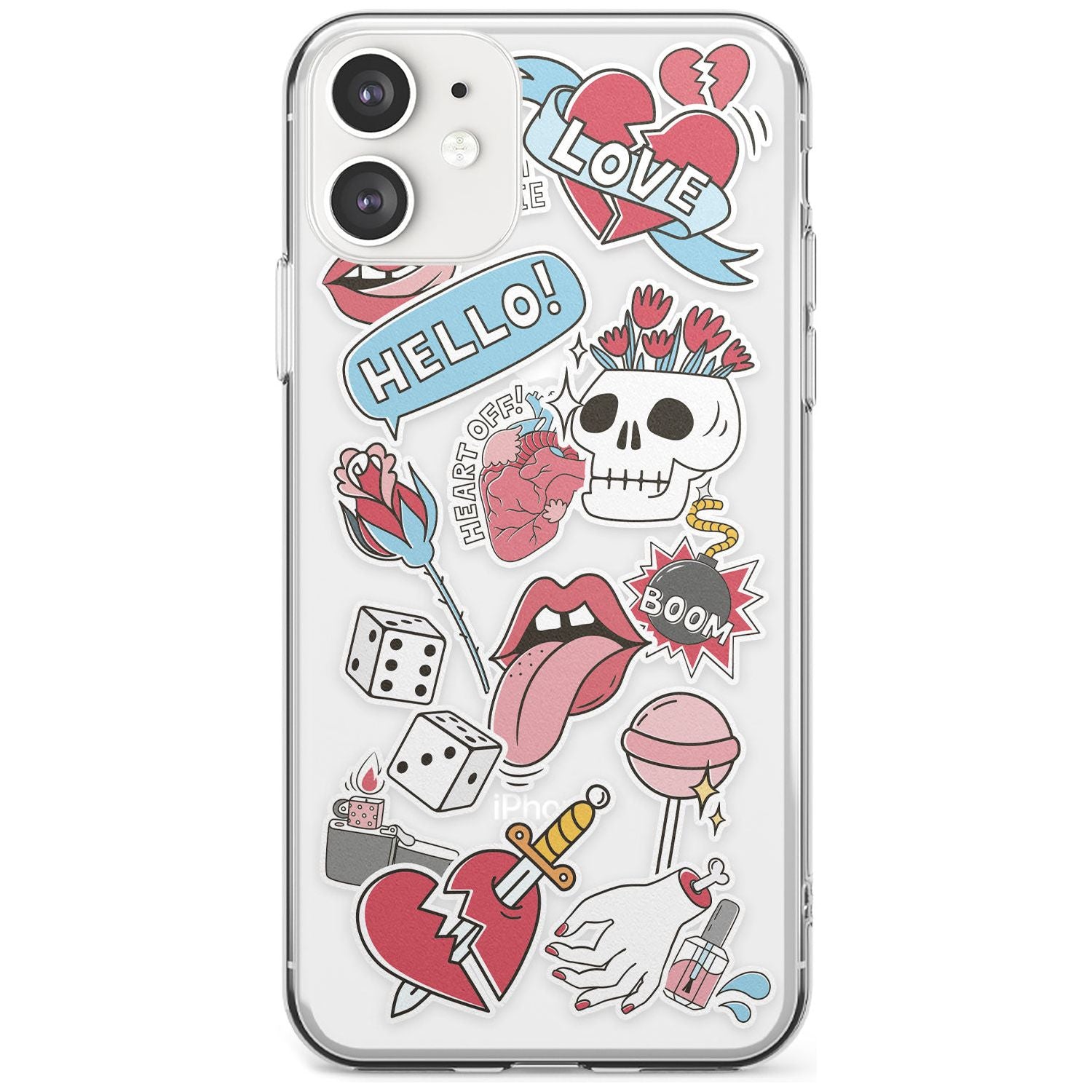 Skull & Flowers Sticker iPhone Case Slim Case Phone Case - Case Warehouse