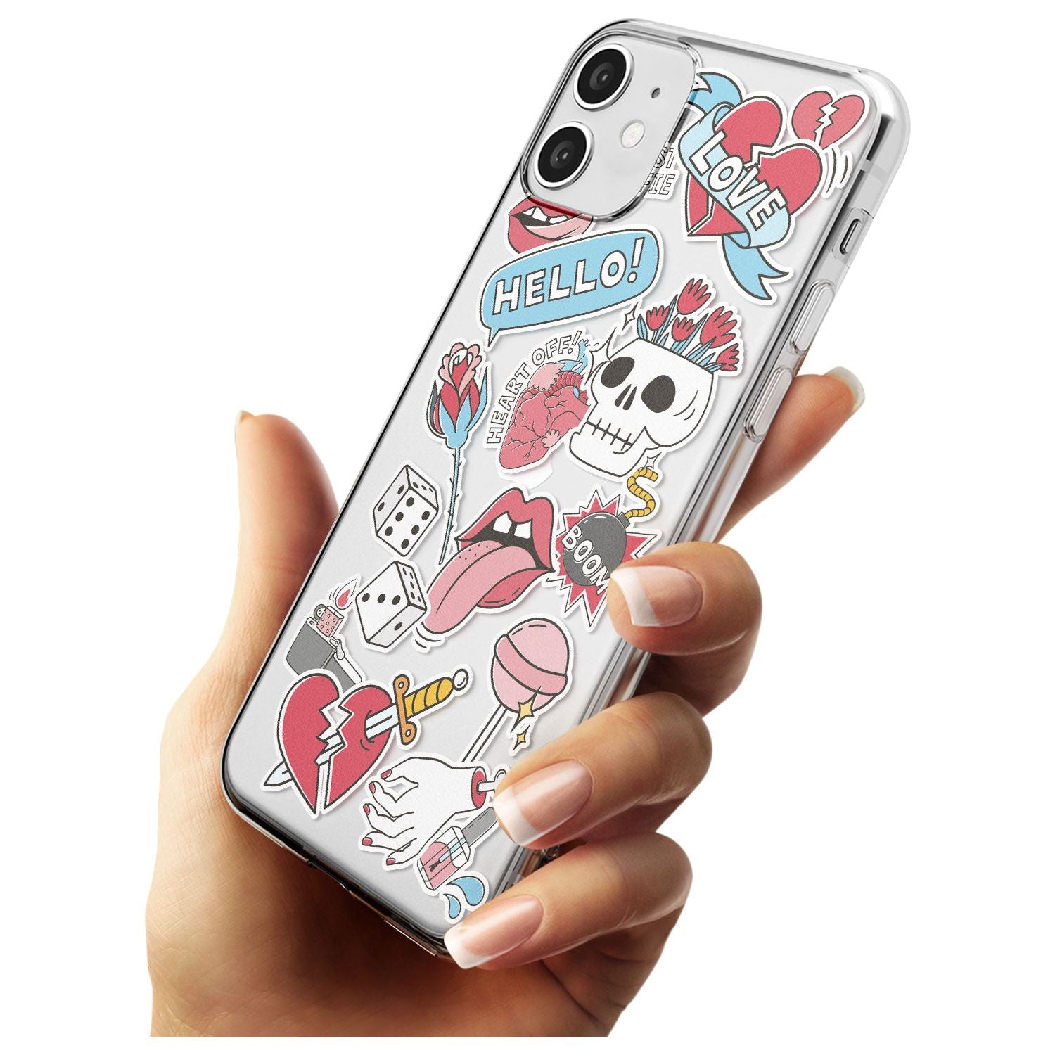 Skull & Flowers Sticker iPhone Case Phone Case - Case Warehouse
