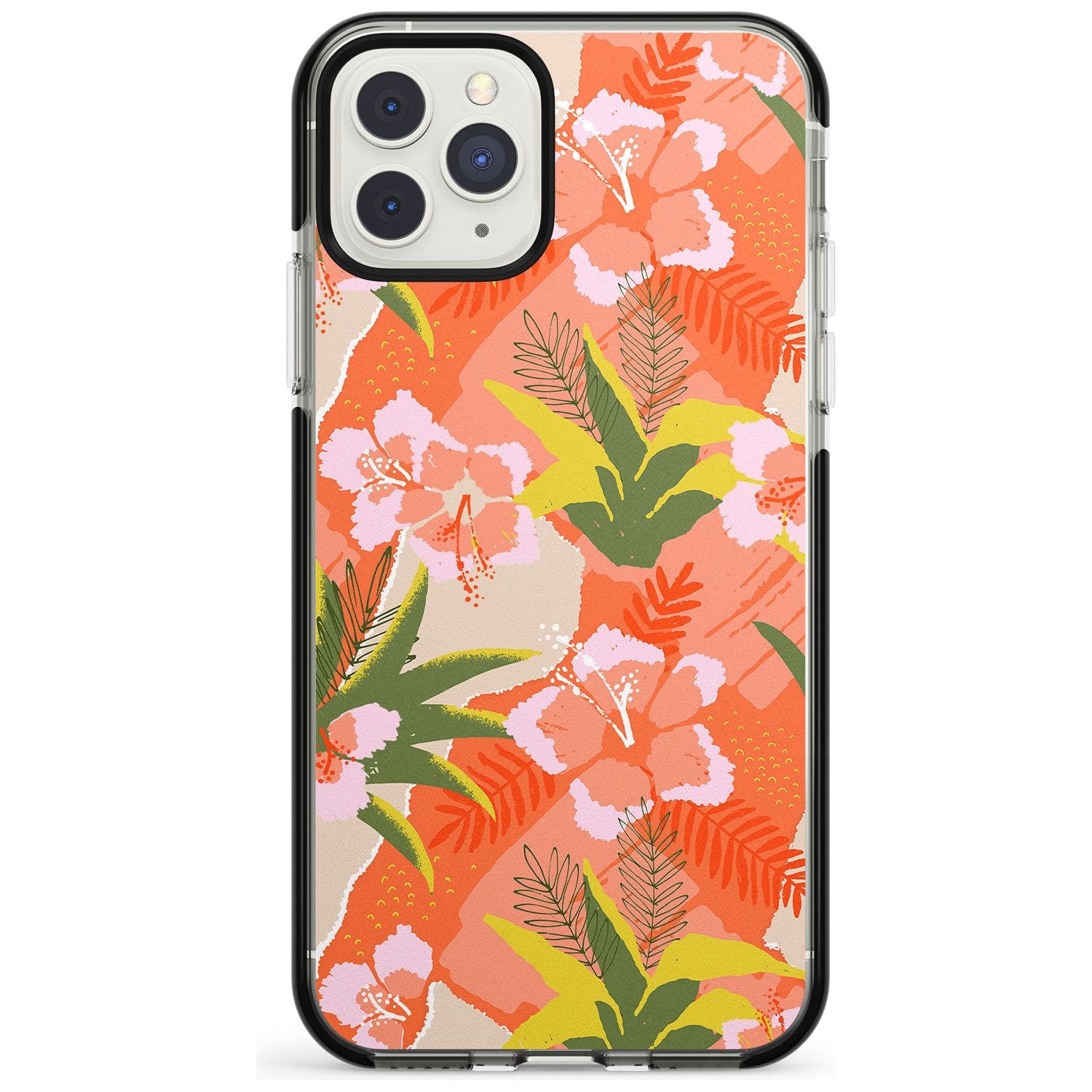 Hawaiian Flowers Abstract Pattern iPhone Case Black Impact Phone Case - Case Warehouse