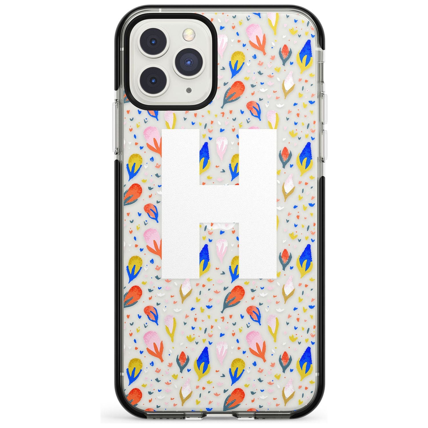 White Monogram Floral iPhone Case Black Impact Custom Phone Case - Case Warehouse