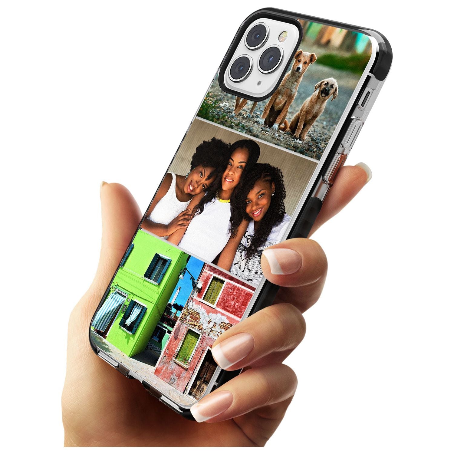 3 Photo Grid Pink Fade Impact Phone Case for iPhone 11