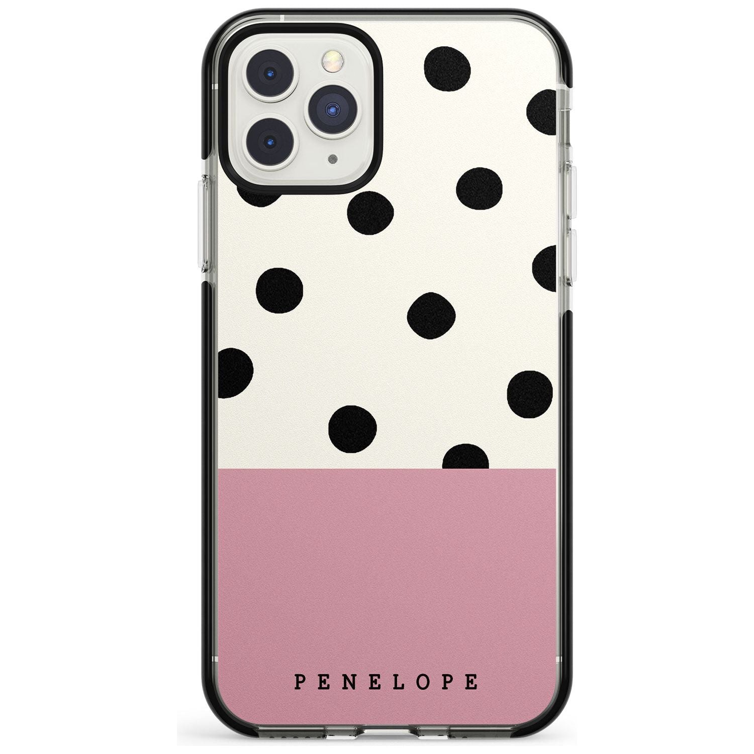 Pink Border Polka Dot iPhone Case Black Impact Custom Phone Case - Case Warehouse
