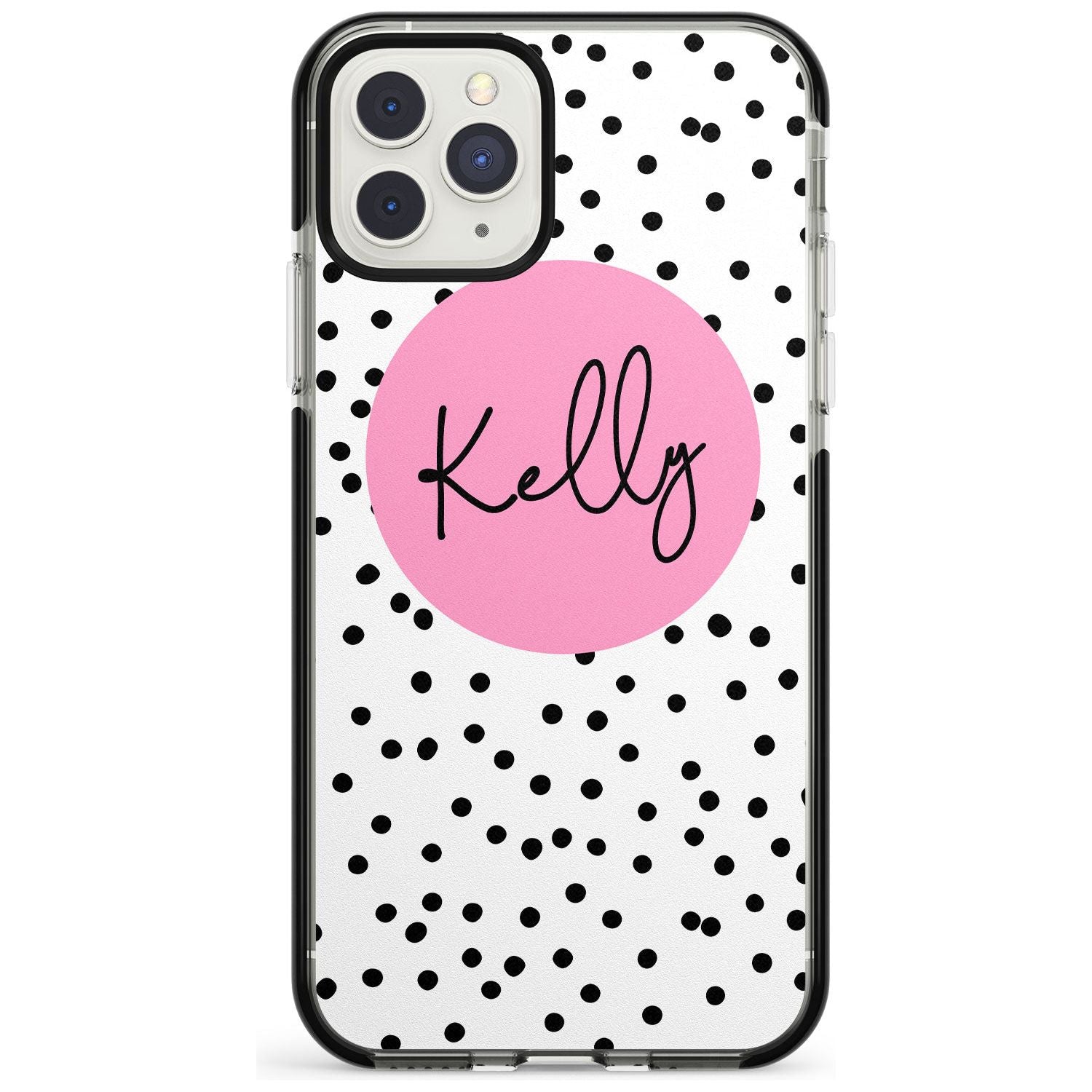 Pink Circle & Dots iPhone Case Black Impact Custom Phone Case - Case Warehouse