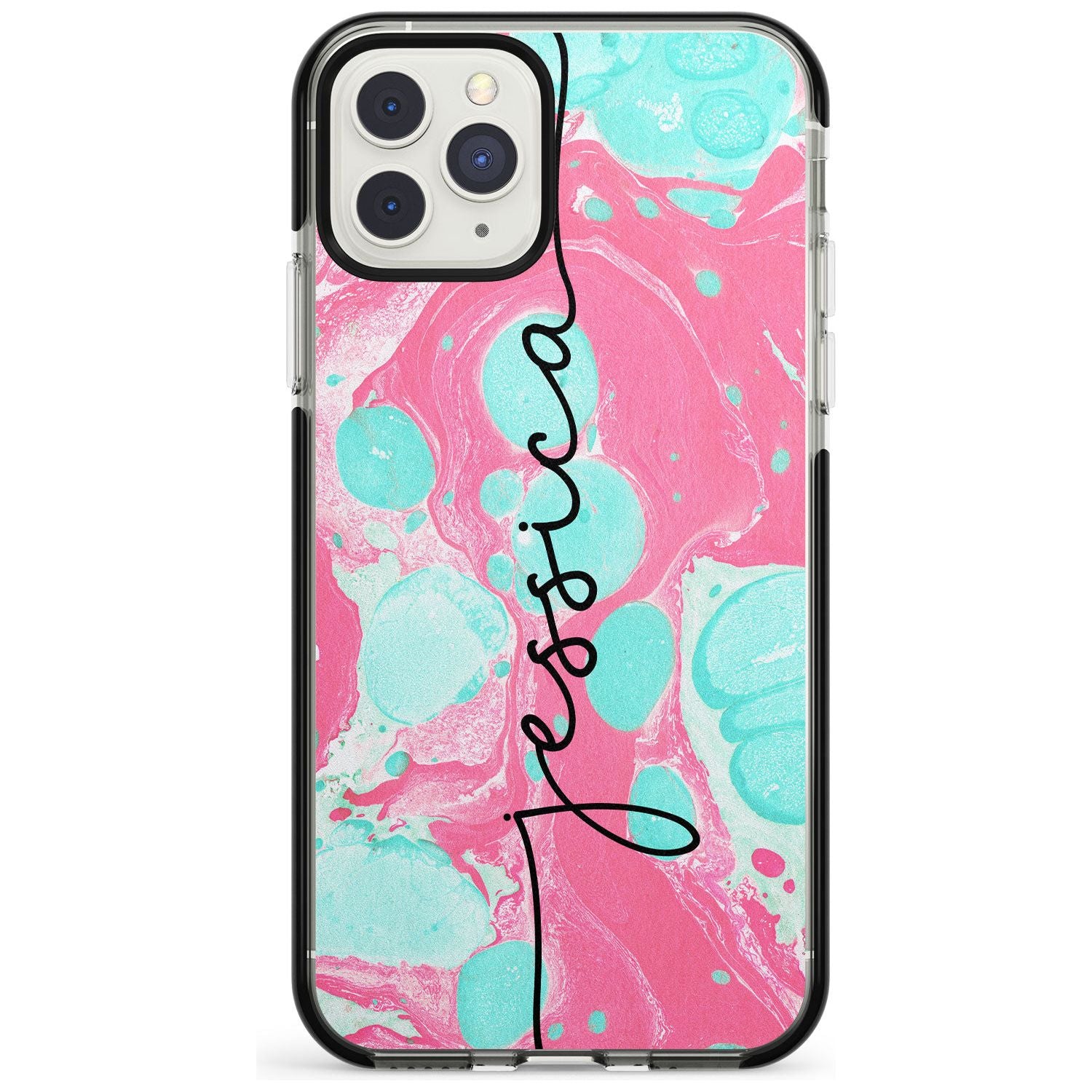 Turquoise & Pink - Marbled iPhone Case Black Impact Custom Phone Case - Case Warehouse