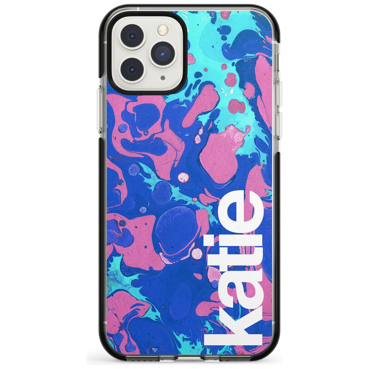 Navy, Turquoise + Purple - Marbled iPhone Case Black Impact Custom Phone Case - Case Warehouse