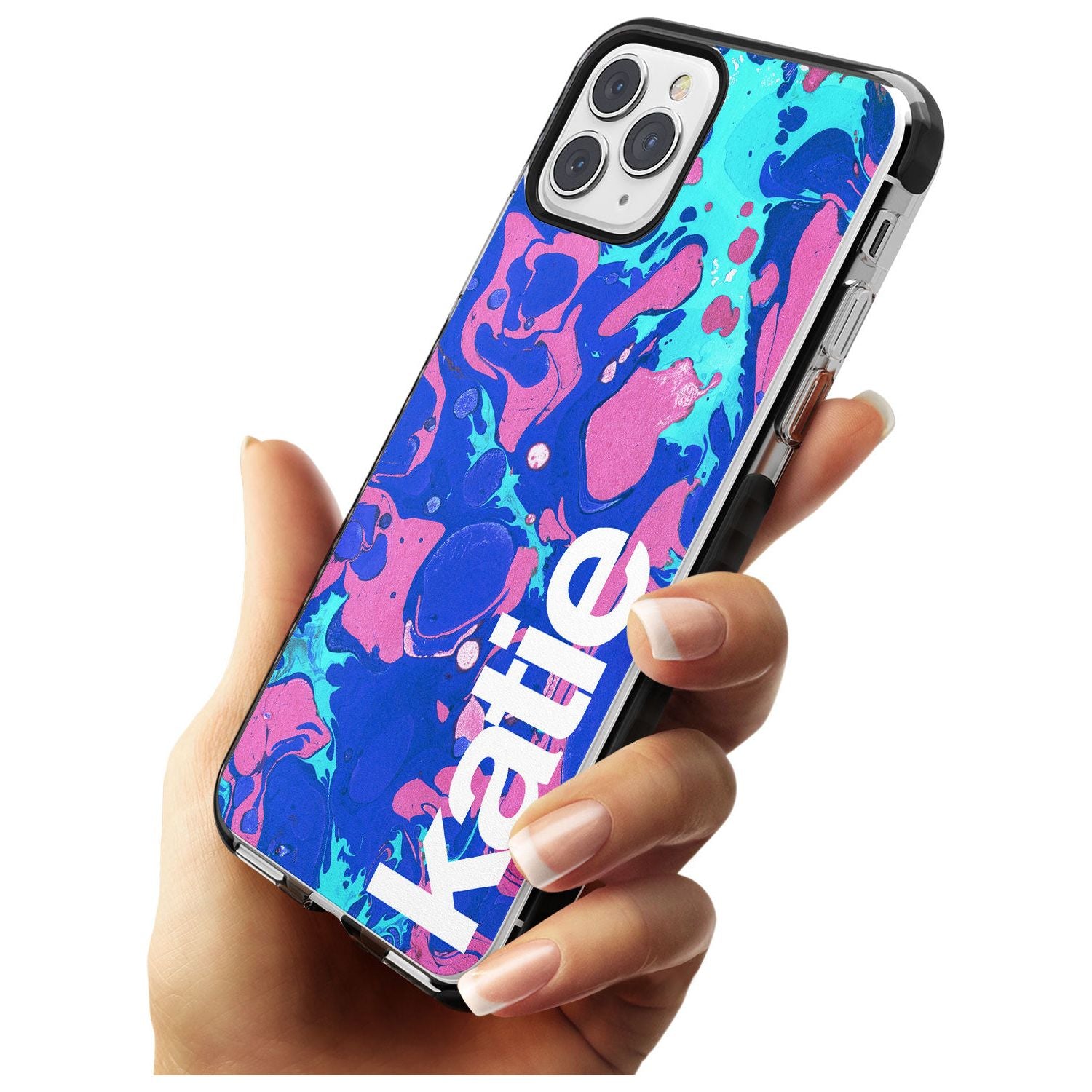 Navy, Turquoise + Purple - Marbled iPhone Case Custom Phone Case - Case Warehouse