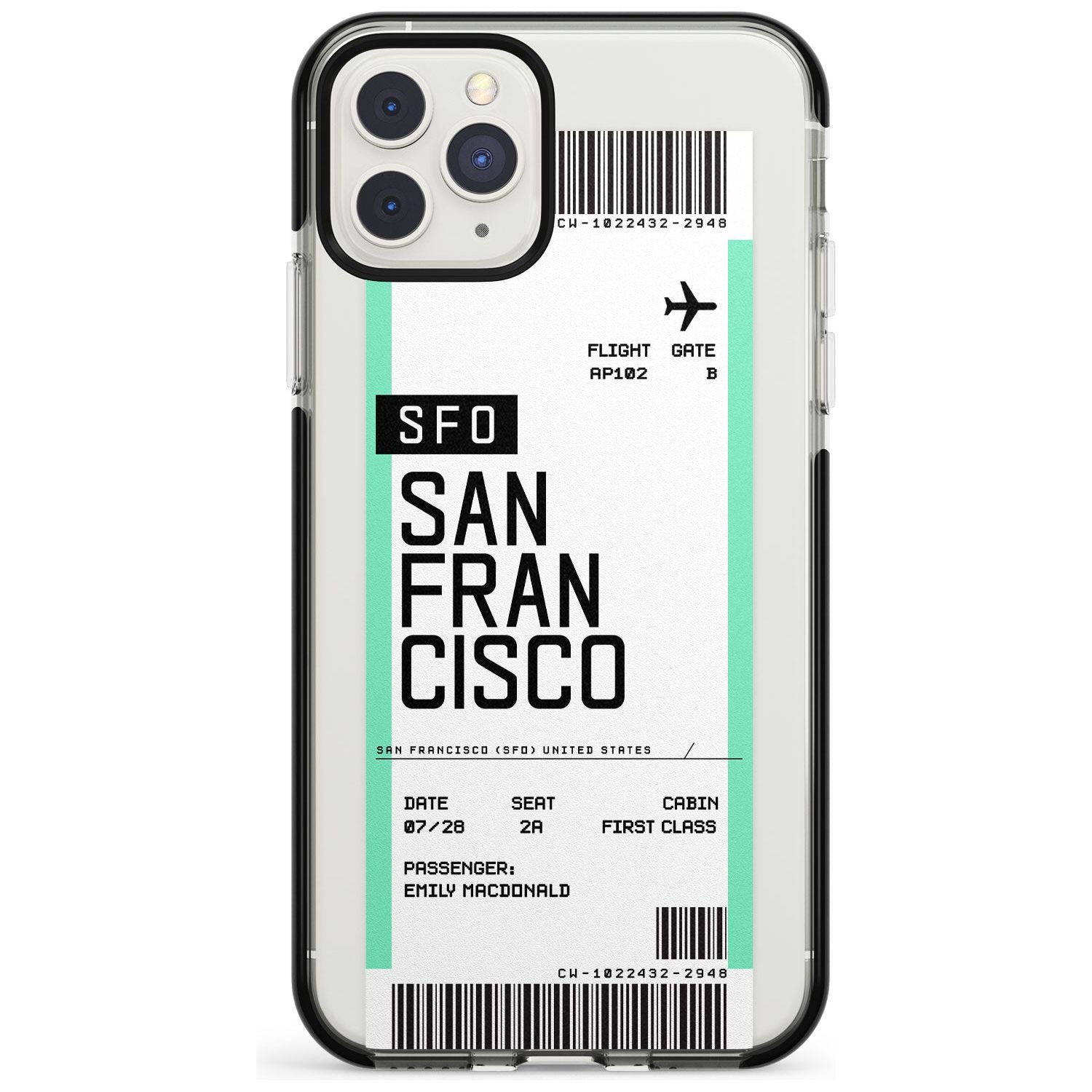 San Francisco Boarding Pass iPhone Case Black Impact Custom Phone Case - Case Warehouse