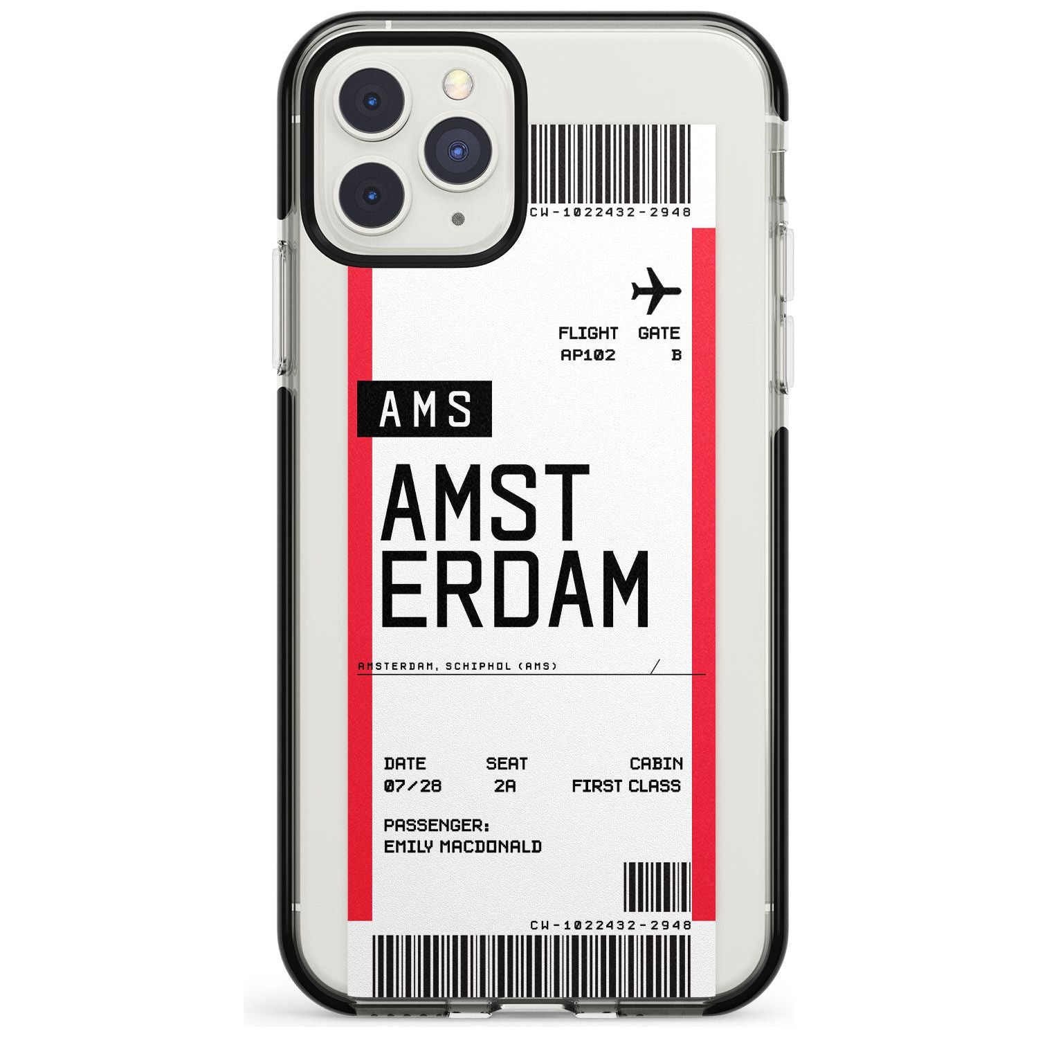 Amsterdam Boarding Pass iPhone Case Black Impact Custom Phone Case - Case Warehouse