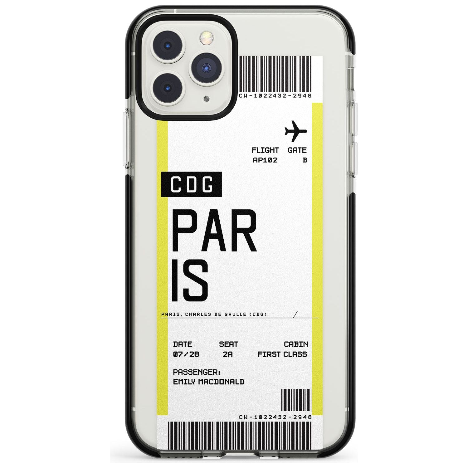 Paris Boarding Pass iPhone Case Black Impact Custom Phone Case - Case Warehouse