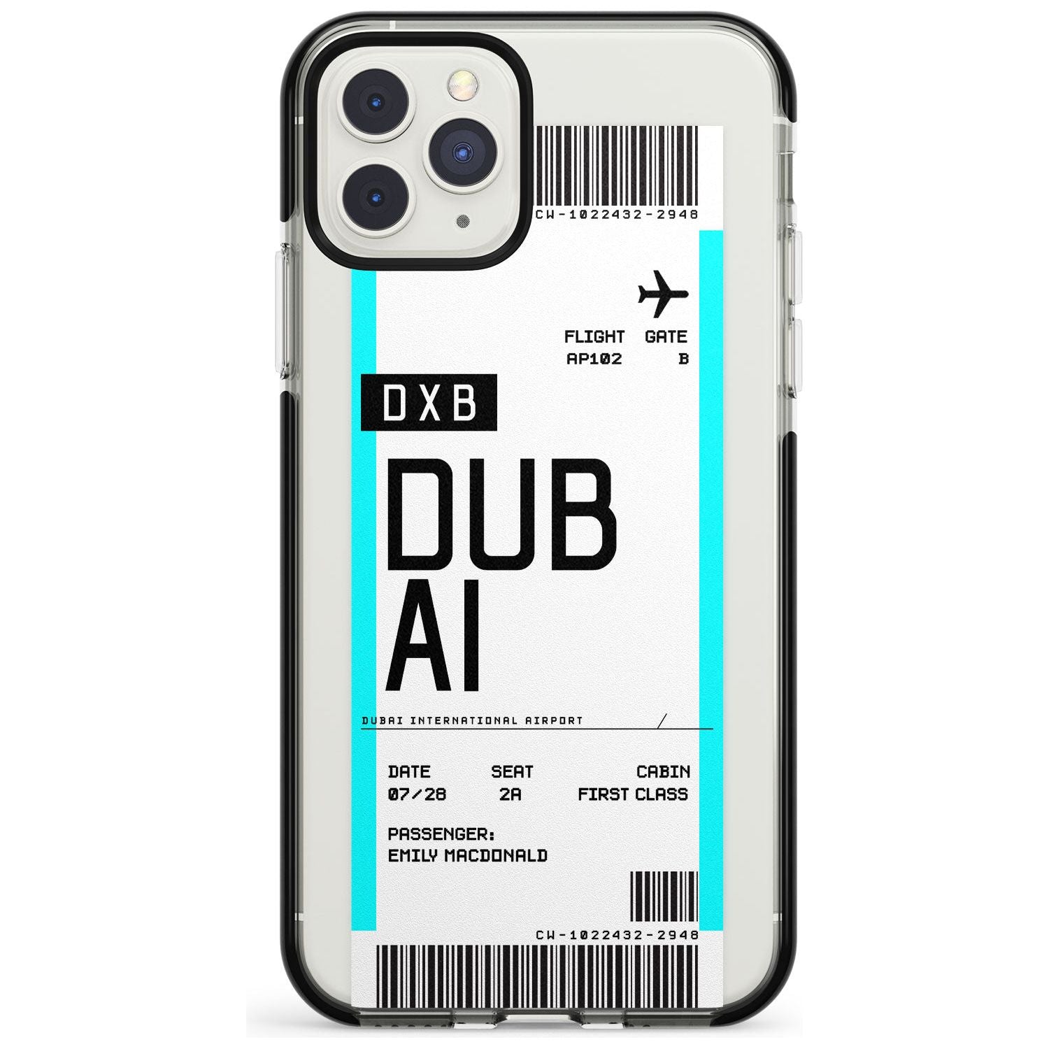 Dubai Boarding Pass iPhone Case Black Impact Custom Phone Case - Case Warehouse