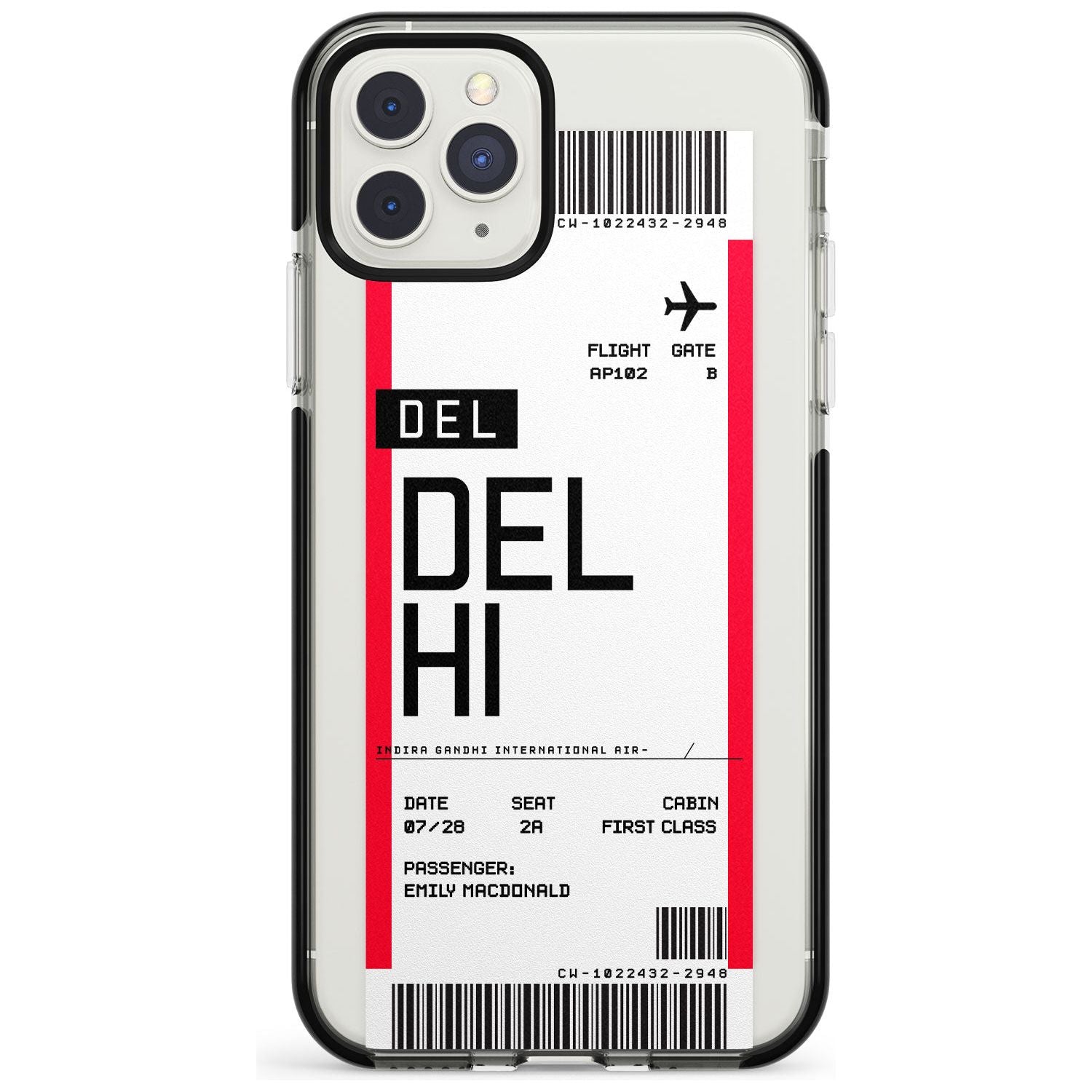 Delhi Boarding Pass iPhone Case Black Impact Custom Phone Case - Case Warehouse