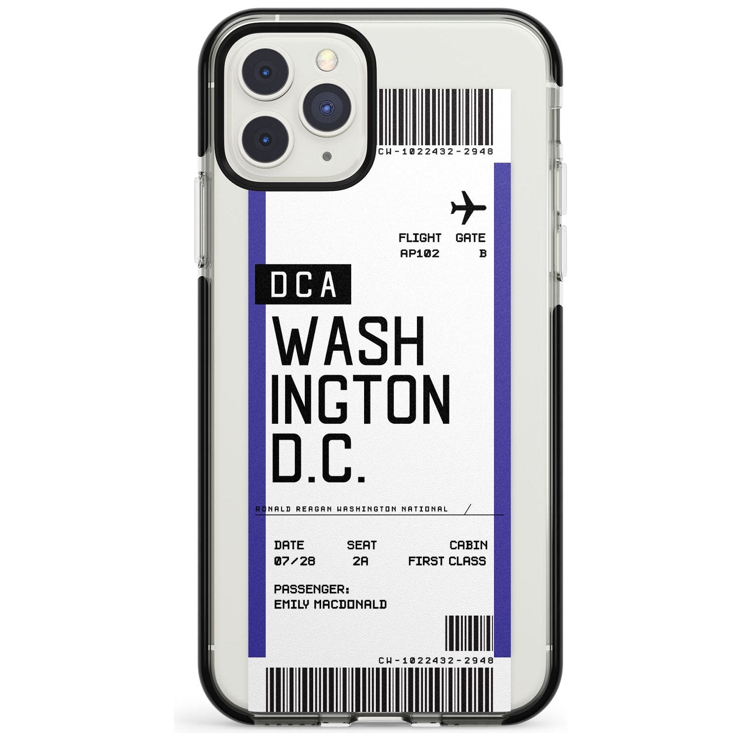 Washington D.C. Boarding Pass iPhone Case Black Impact Custom Phone Case - Case Warehouse