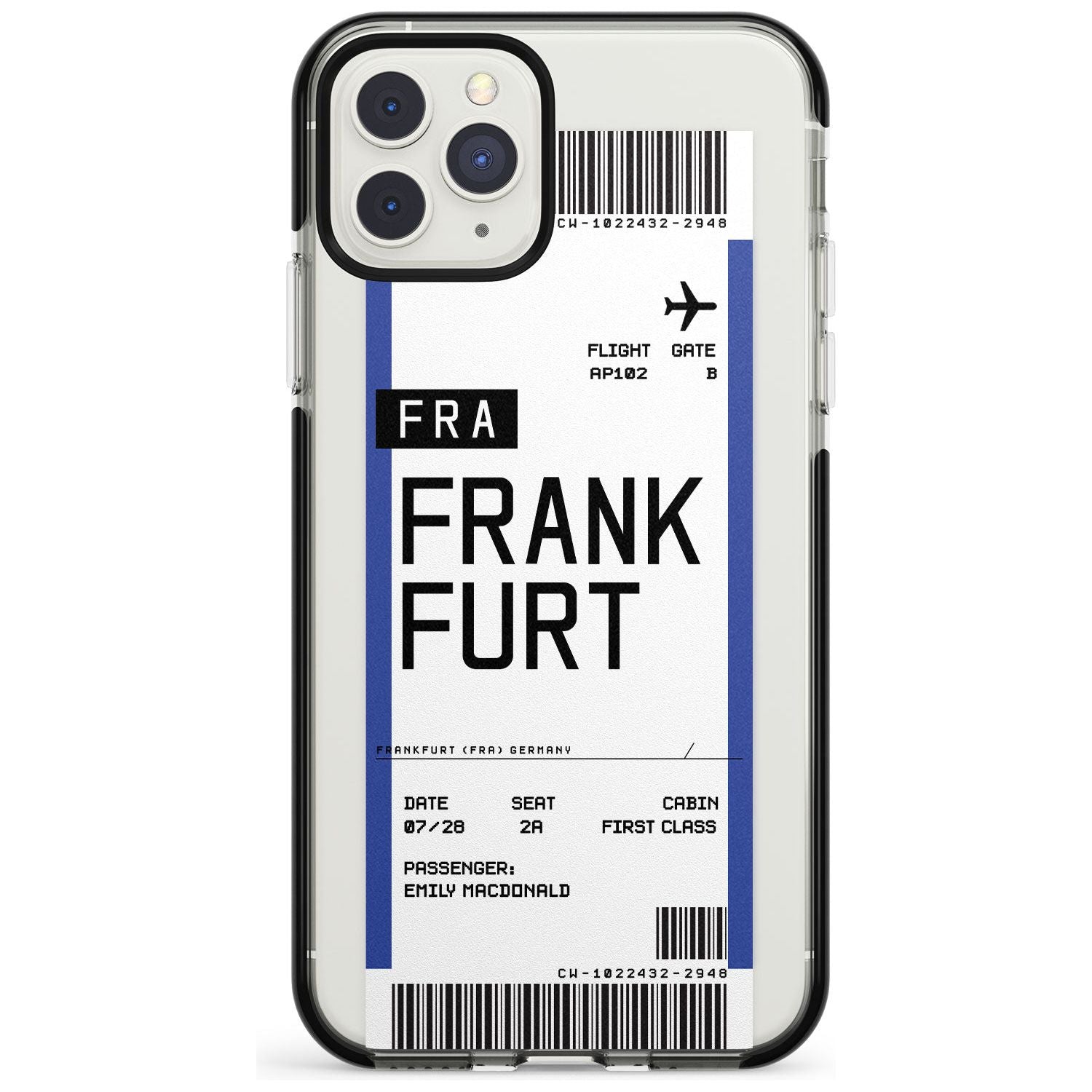 Frankfurt Boarding Pass iPhone Case Black Impact Custom Phone Case - Case Warehouse