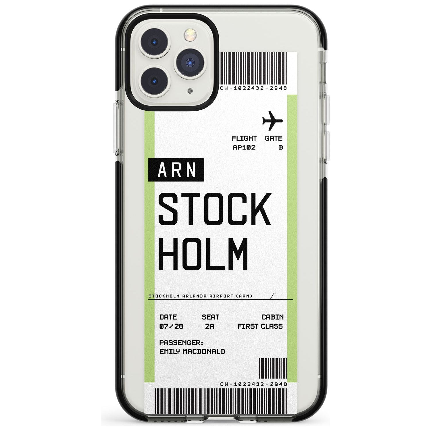 Stockholm Boarding Pass iPhone Case Black Impact Custom Phone Case - Case Warehouse