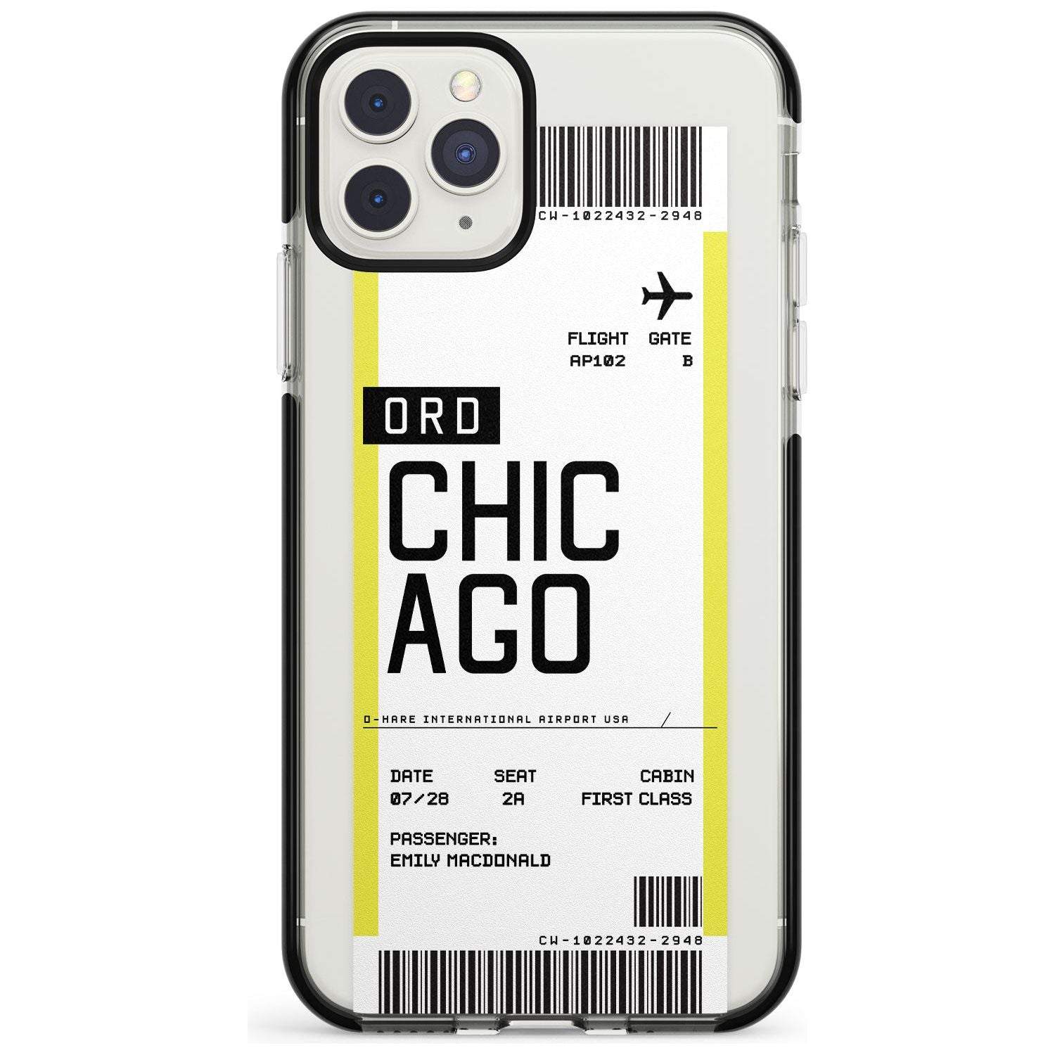 Chicago Boarding Pass iPhone Case Black Impact Custom Phone Case - Case Warehouse