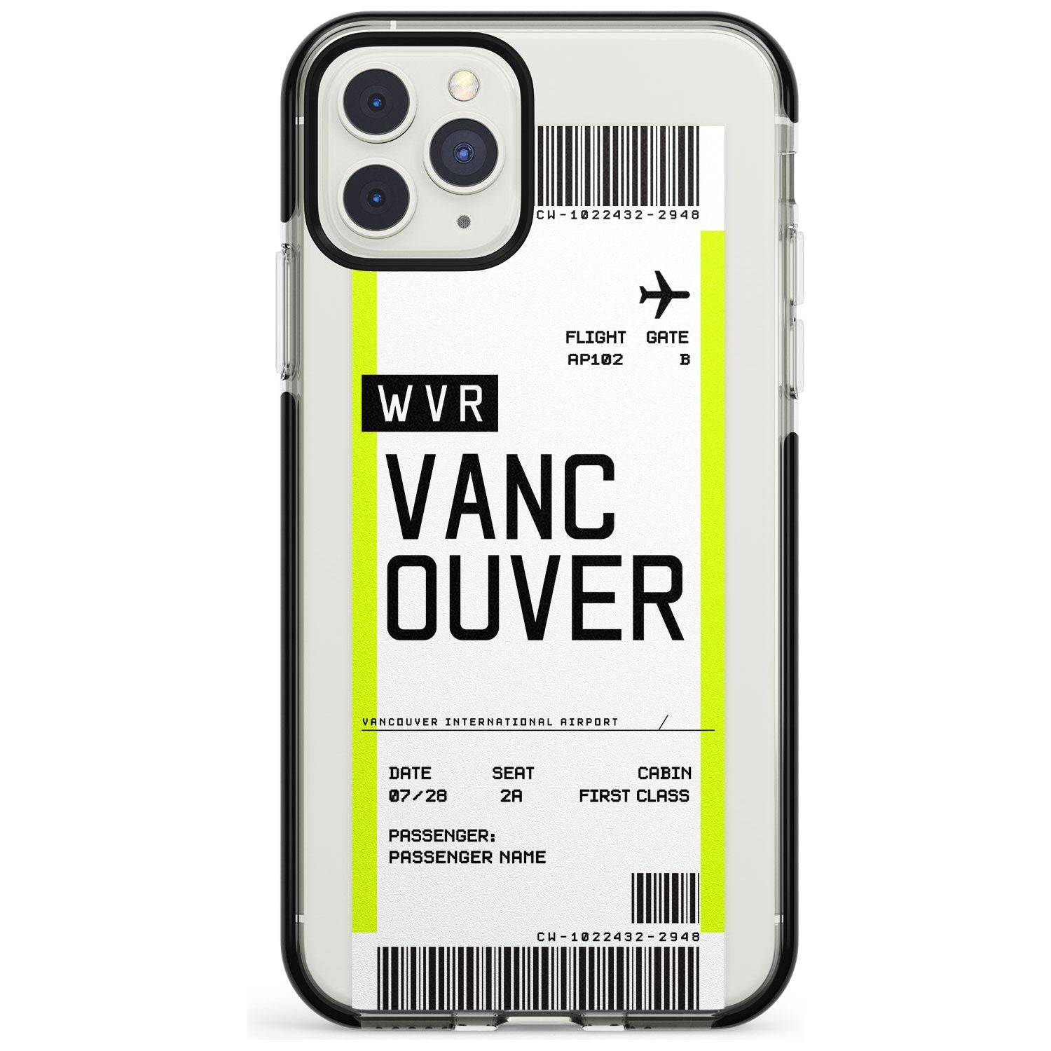 Vancouver Boarding Pass iPhone Case Black Impact Custom Phone Case - Case Warehouse