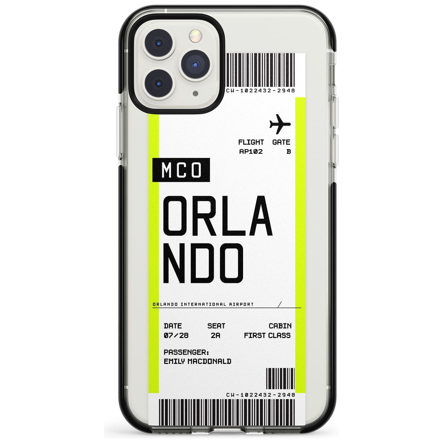 Orlando Boarding Pass iPhone Case Black Impact Custom Phone Case - Case Warehouse