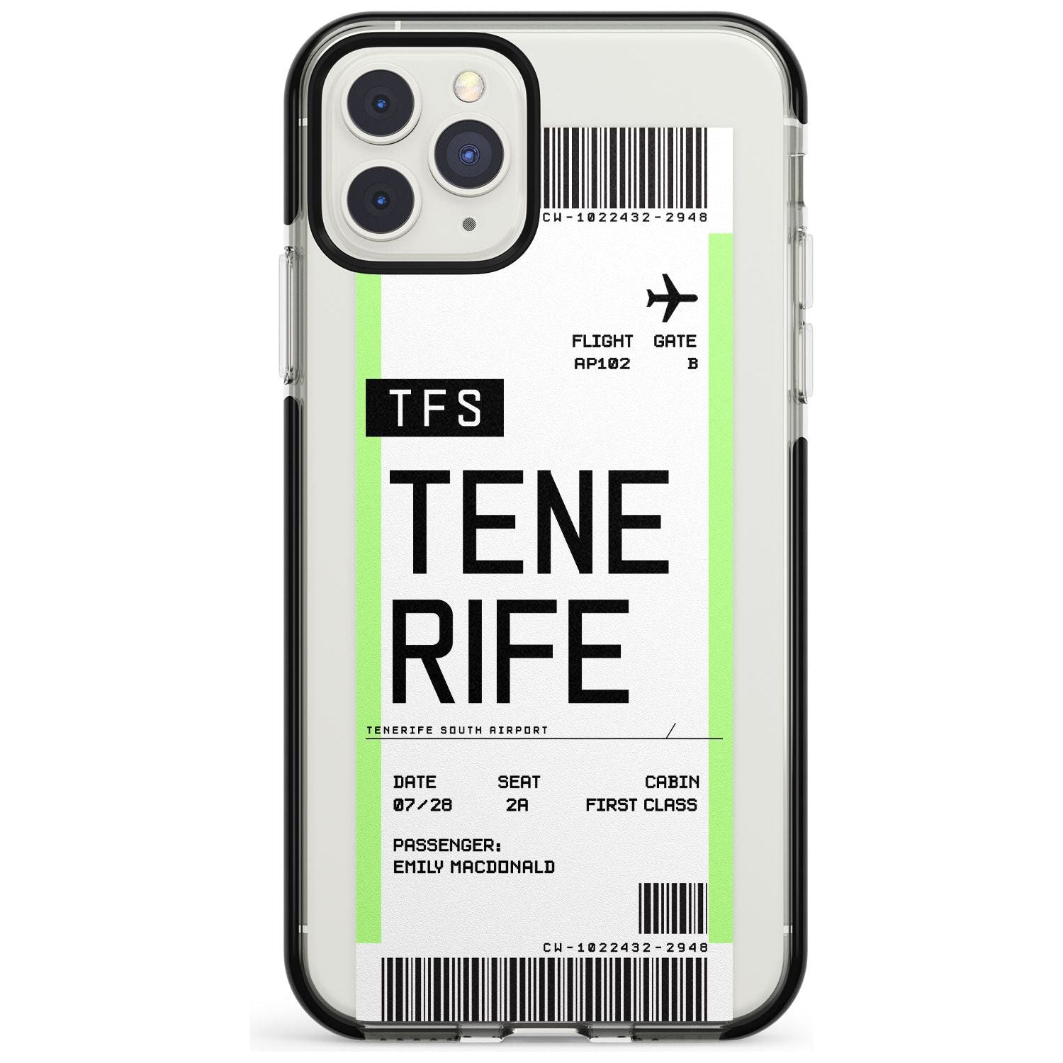 Tenerife Boarding Pass iPhone Case Black Impact Custom Phone Case - Case Warehouse