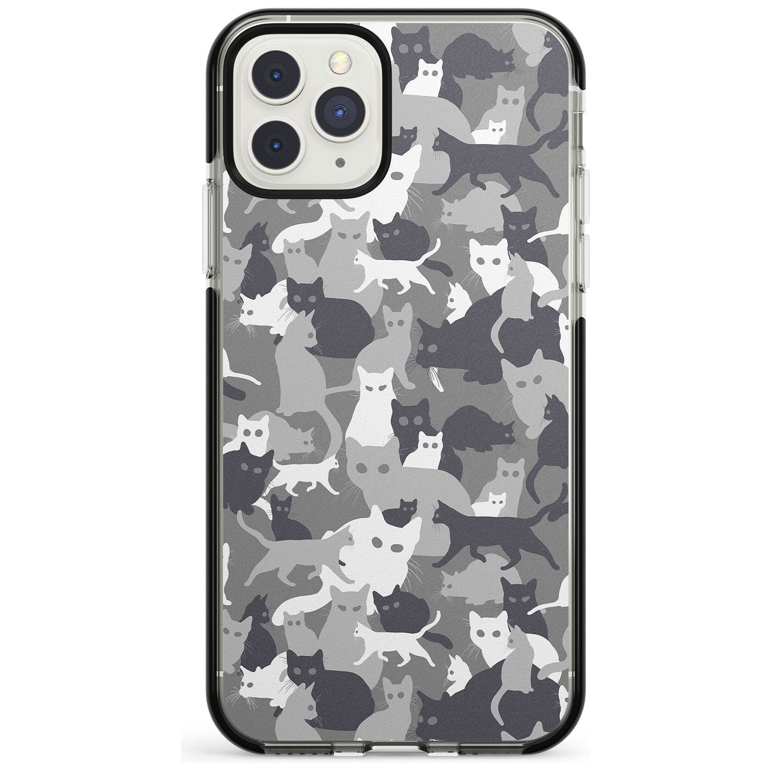 Dark Grey Cat Camouflage Pattern iPhone Case Black Impact Phone Case - Case Warehouse