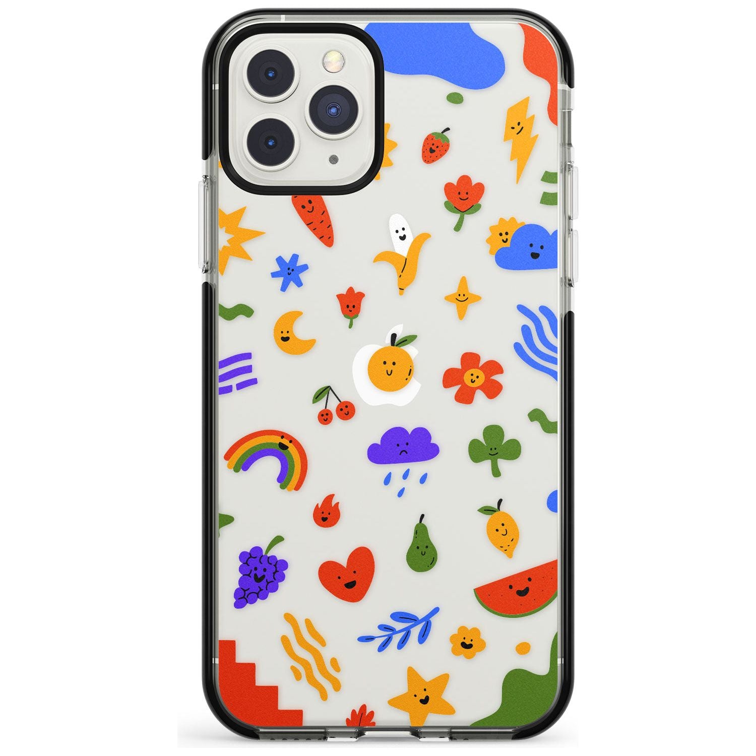 Mixed Cute Icon Pattern - Clear iPhone Case Black Impact Phone Case Warehouse 11 Pro Max