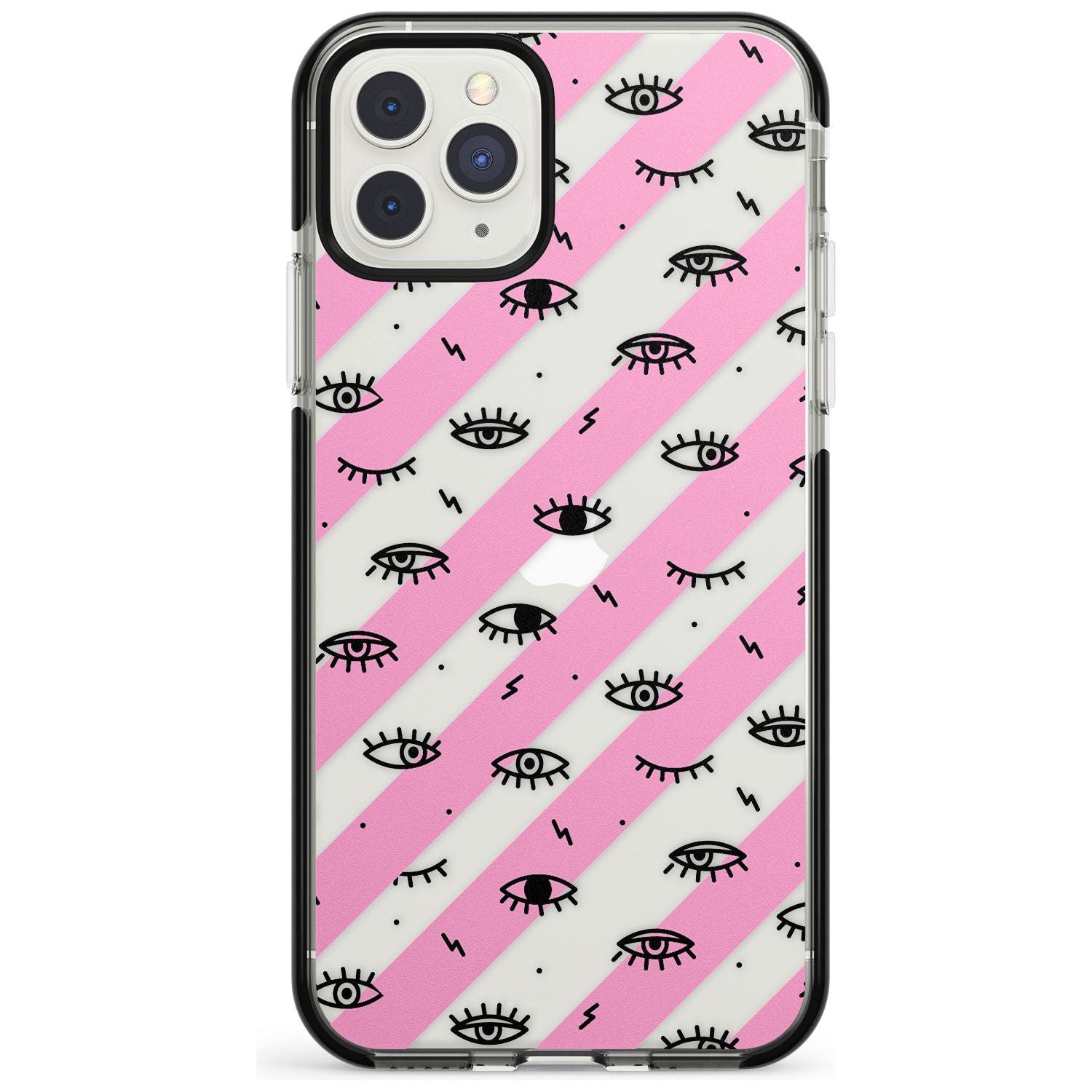 Pink Stripe Eyes iPhone Case Black Impact Phone Case - Case Warehouse