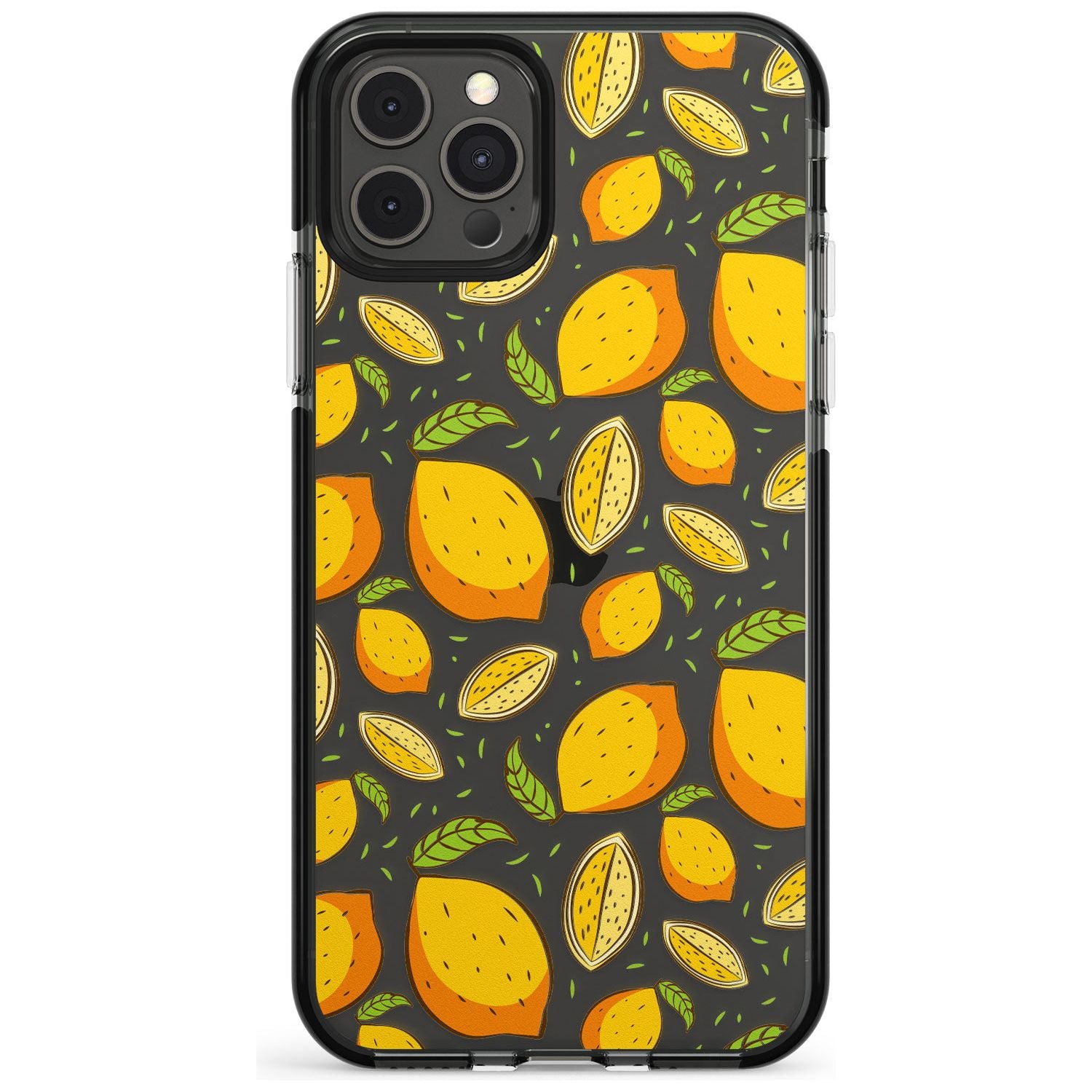 Lemon Pattern Black Impact Phone Case for iPhone 11