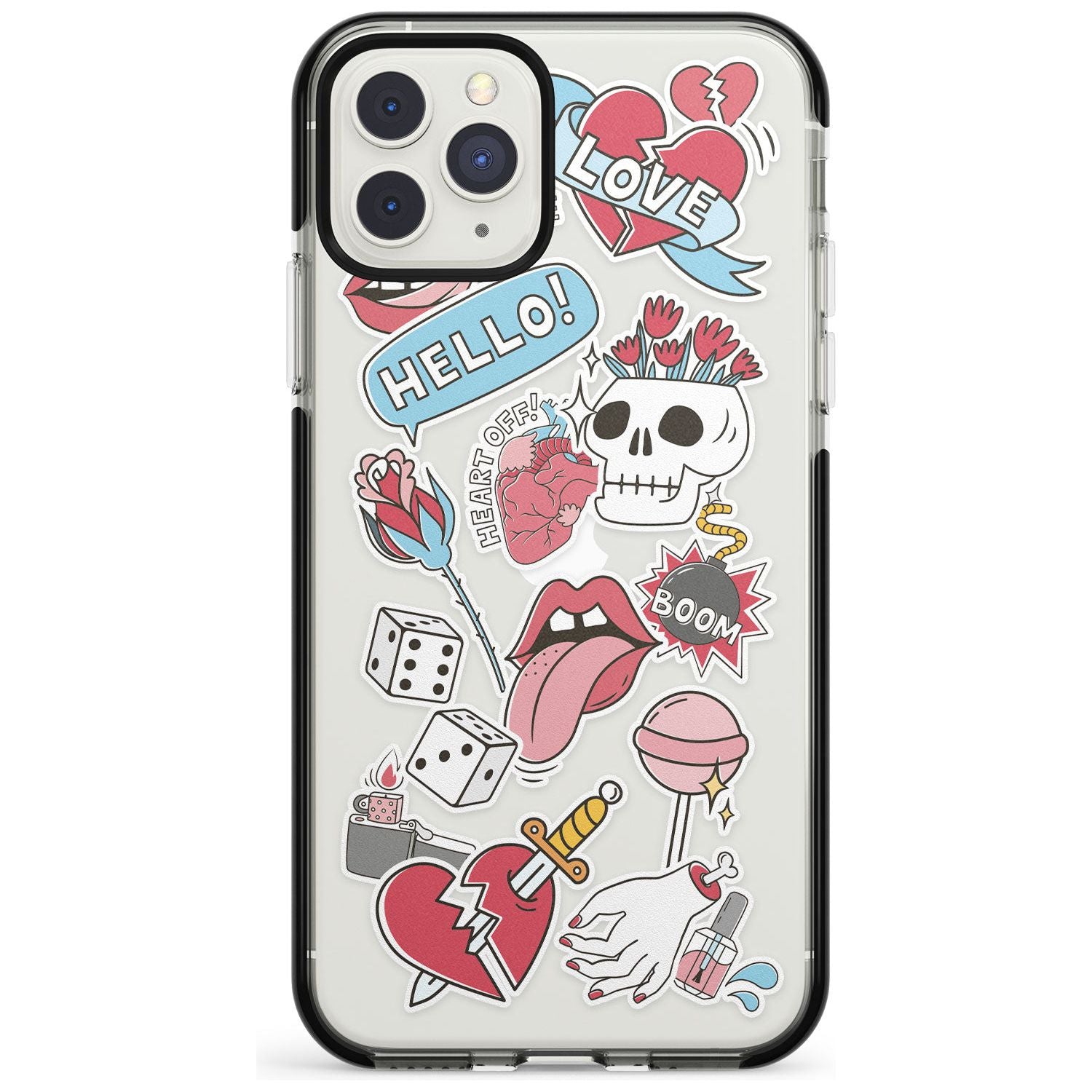 Skull & Flowers Sticker iPhone Case Black Impact Phone Case - Case Warehouse
