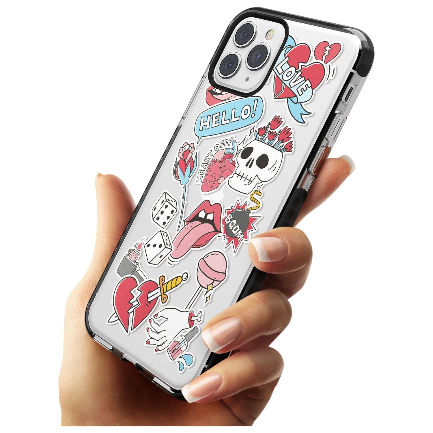 Skull & Flowers Sticker iPhone Case Phone Case - Case Warehouse