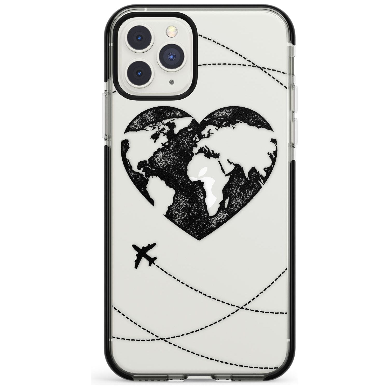 Globe Heart iPhone Case Black Impact Phone Case - Case Warehouse