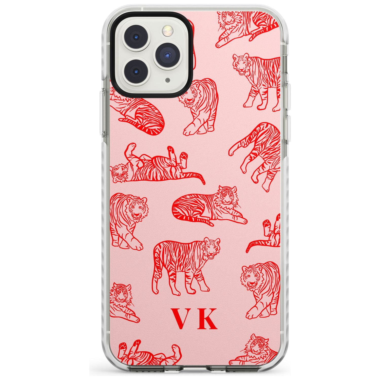 Red Tiger Outlines on Pink iPhone Case Impact Case Custom Phone Case - Case Warehouse