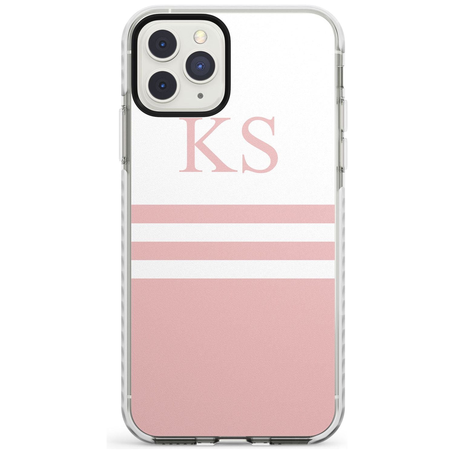 Minimal Pink Stripes & Initials iPhone Case Impact Case Custom Phone Case - Case Warehouse