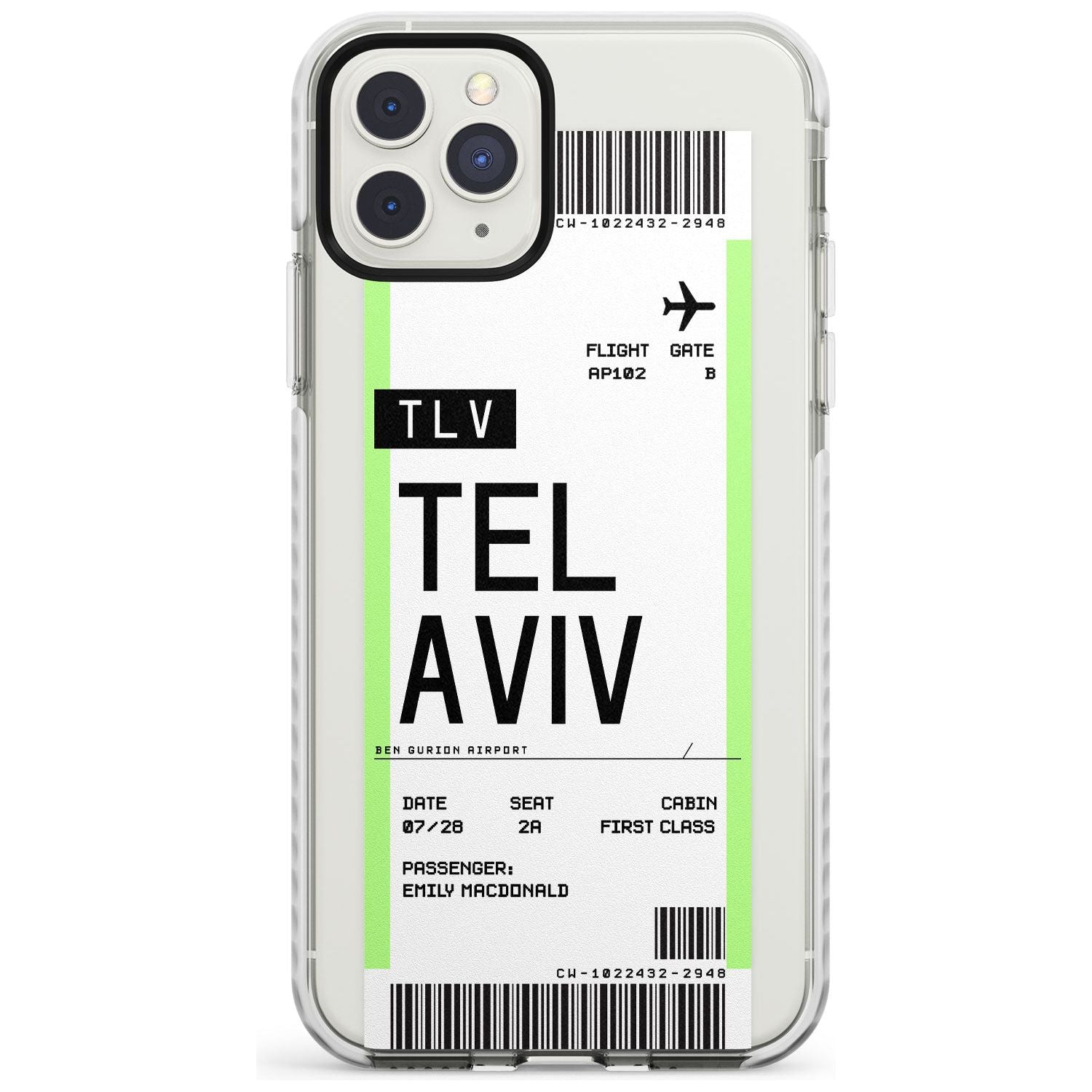 Tel Aviv Boarding Pass iPhone Case Impact Case Custom Phone Case - Case Warehouse