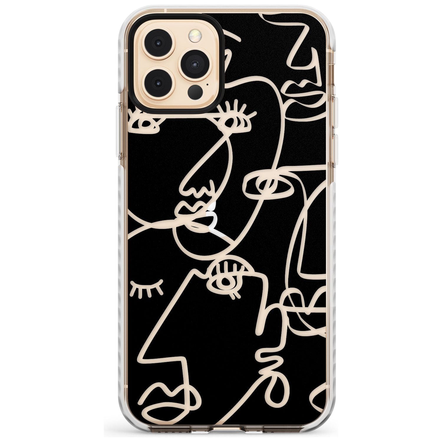 Continuous Line Faces: Clear on Black Slim TPU Phone Case for iPhone 11 Pro Max