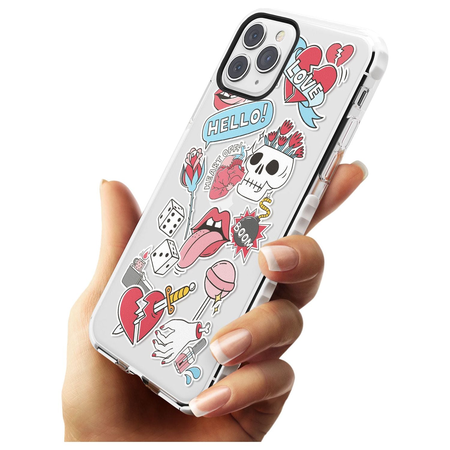 Skull & Flowers Sticker iPhone Case Phone Case - Case Warehouse