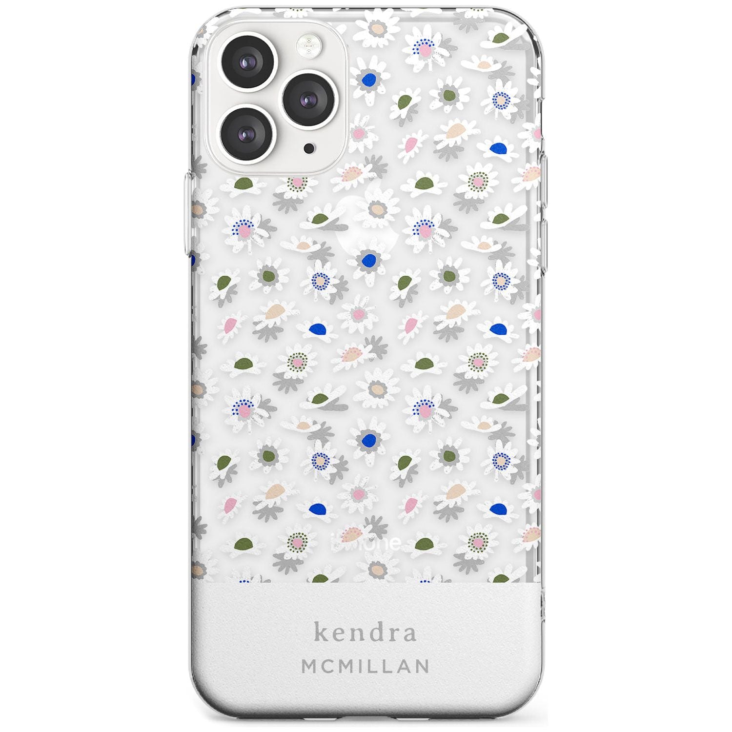 Grey & White Daisies Floral Design iPhone Case Slim Case Custom Phone Case - Case Warehouse